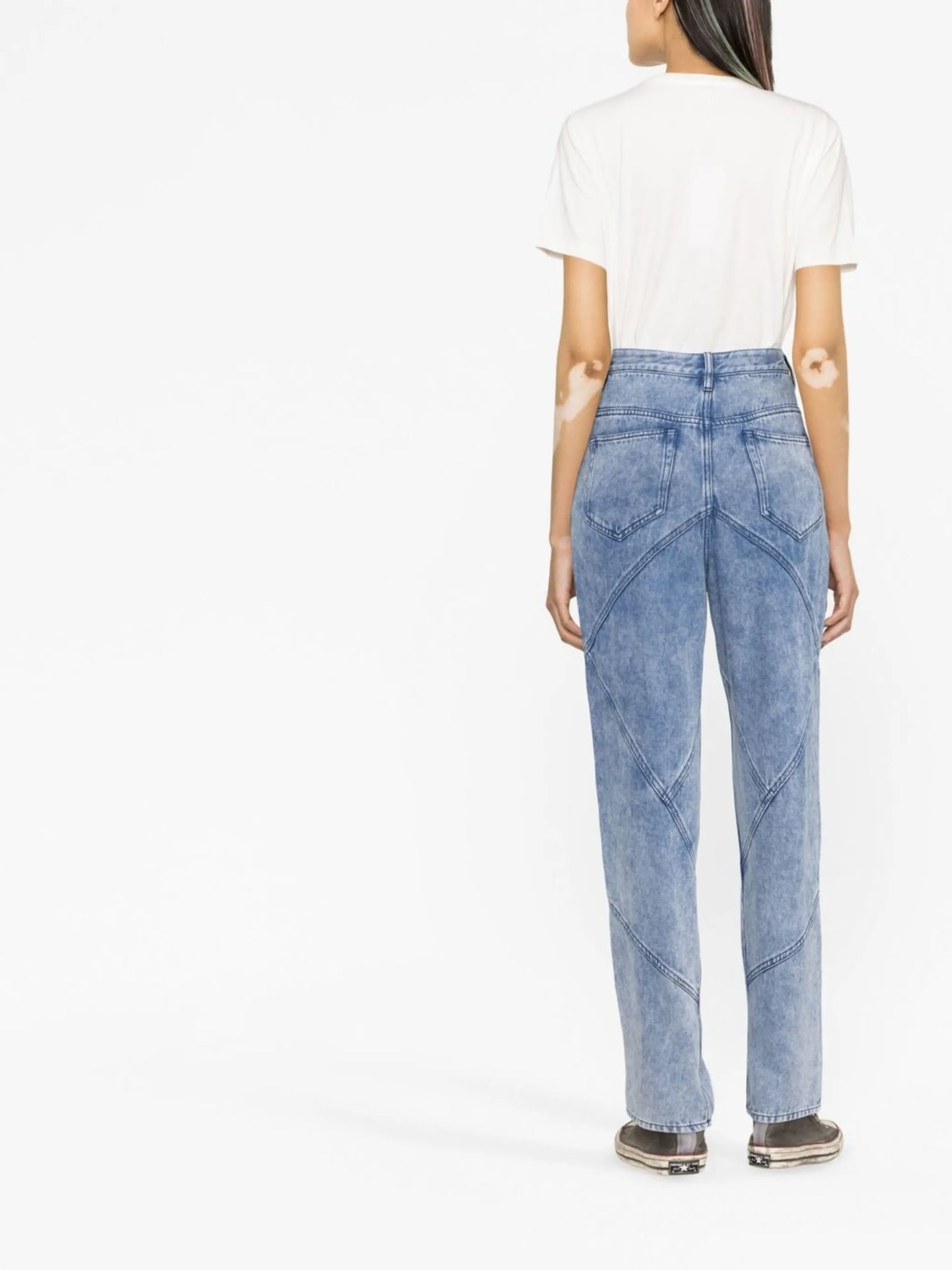 panelled straight-leg jeans