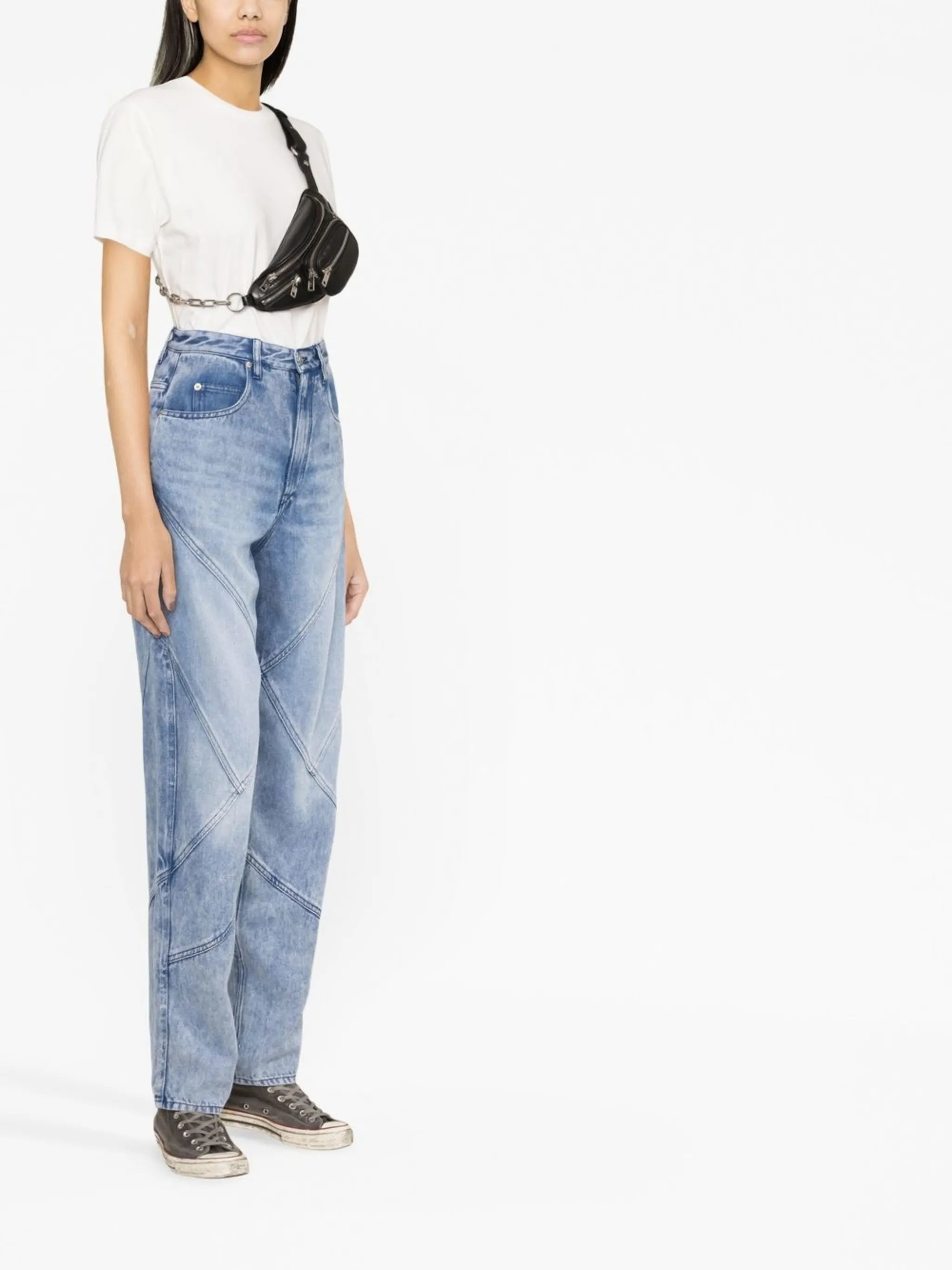 panelled straight-leg jeans