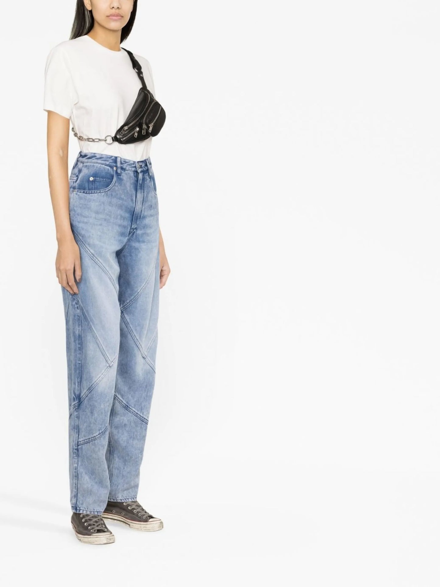 panelled straight-leg jeans