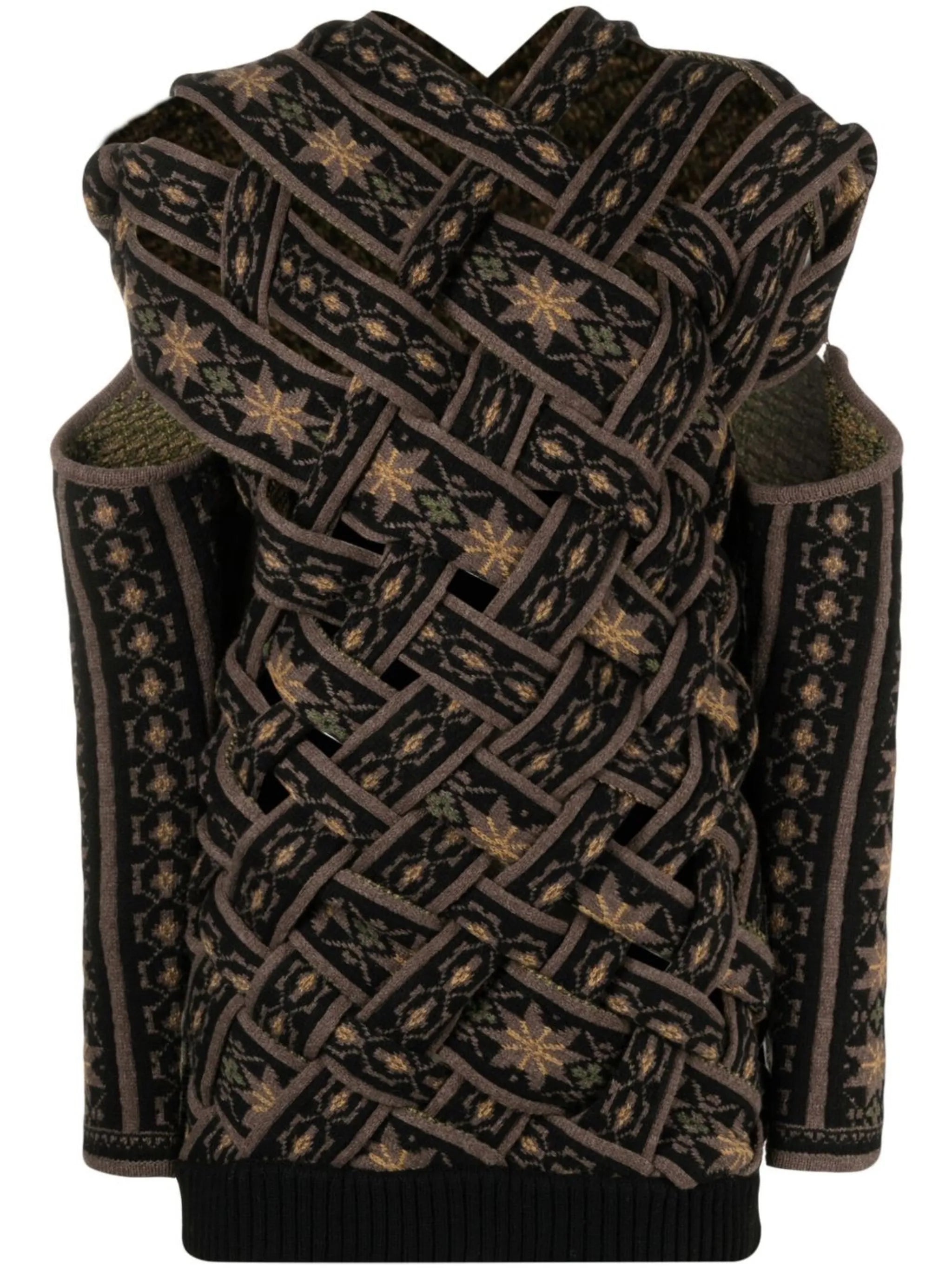 pattern-intarsia knit cut-out jumper