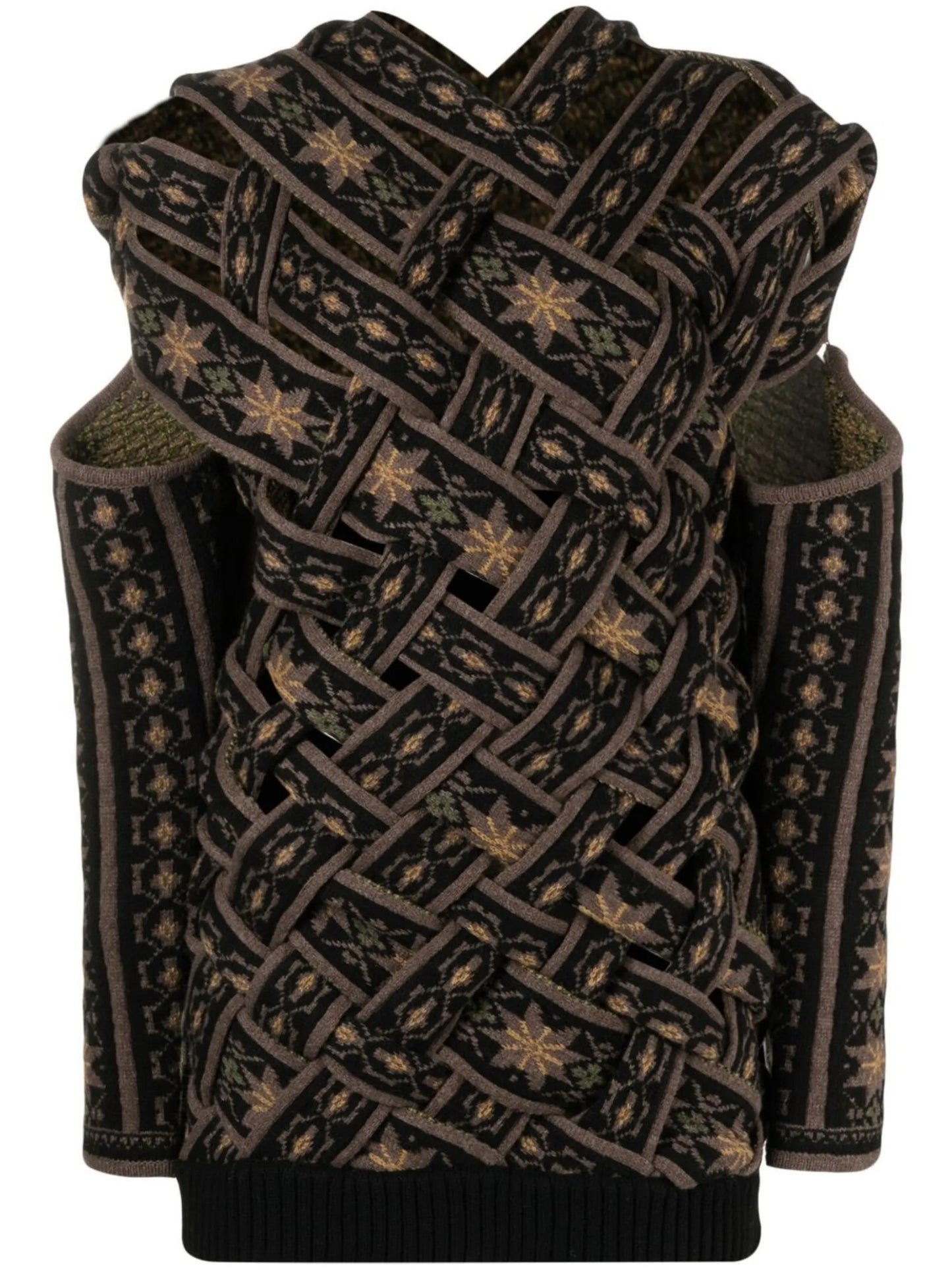 pattern-intarsia knit cut-out jumper
