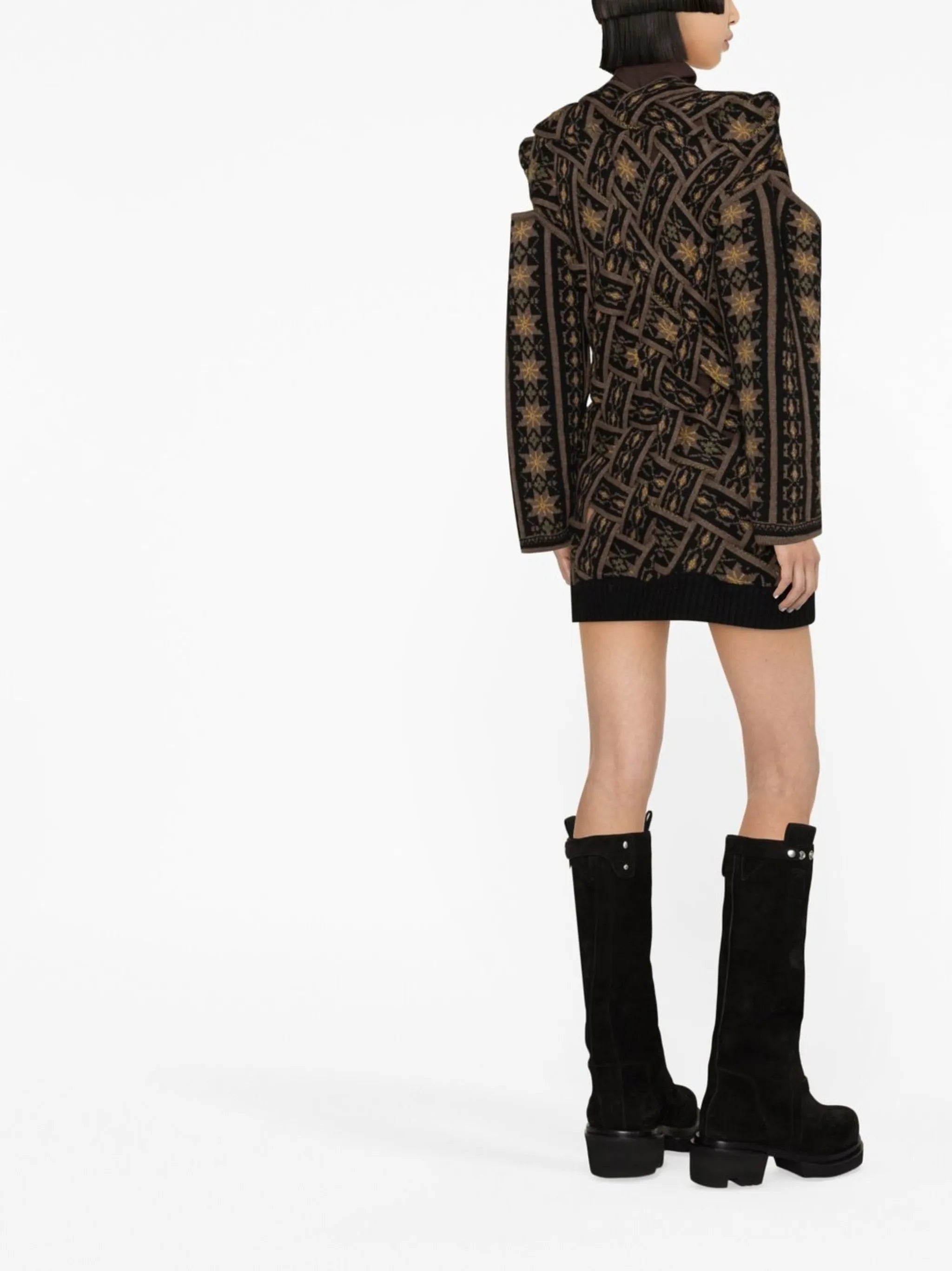 pattern-intarsia knit cut-out jumper