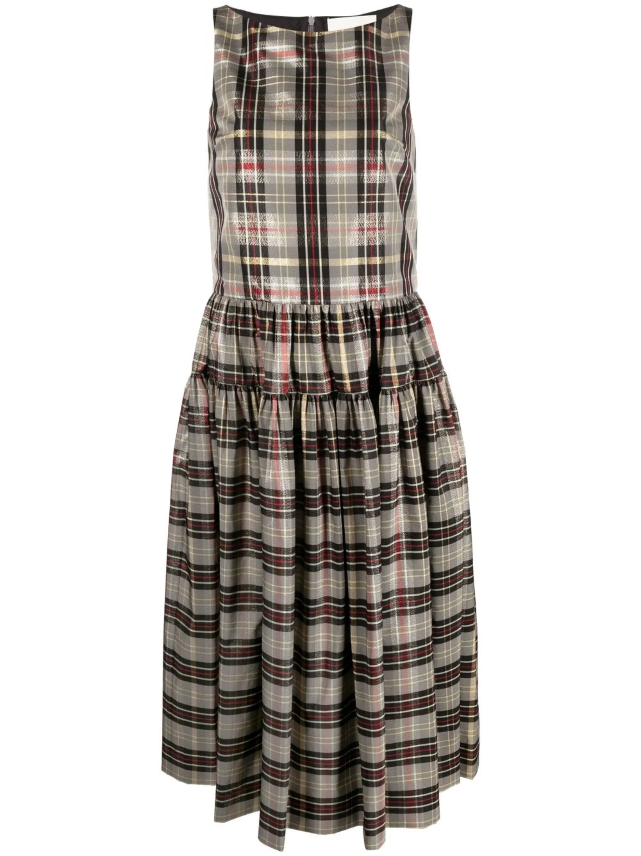 check-pattern sleeveless dress