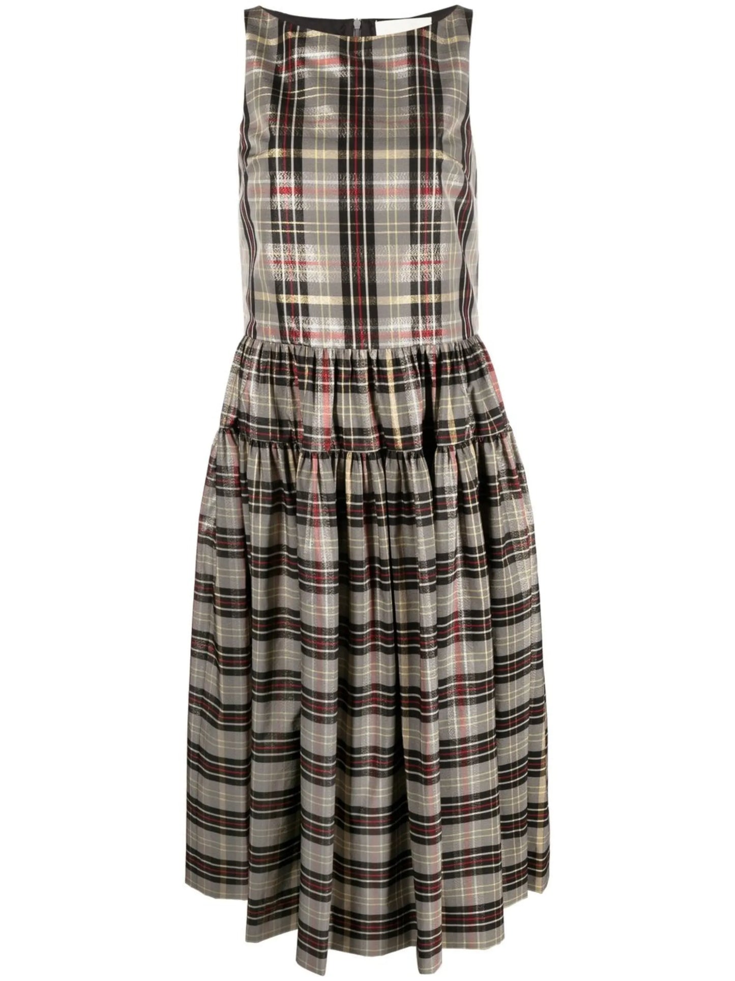 check-pattern sleeveless dress