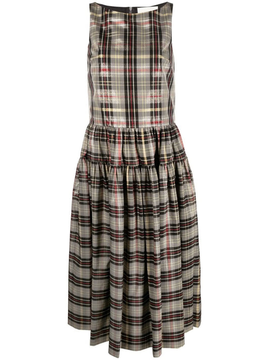 check-pattern sleeveless dress