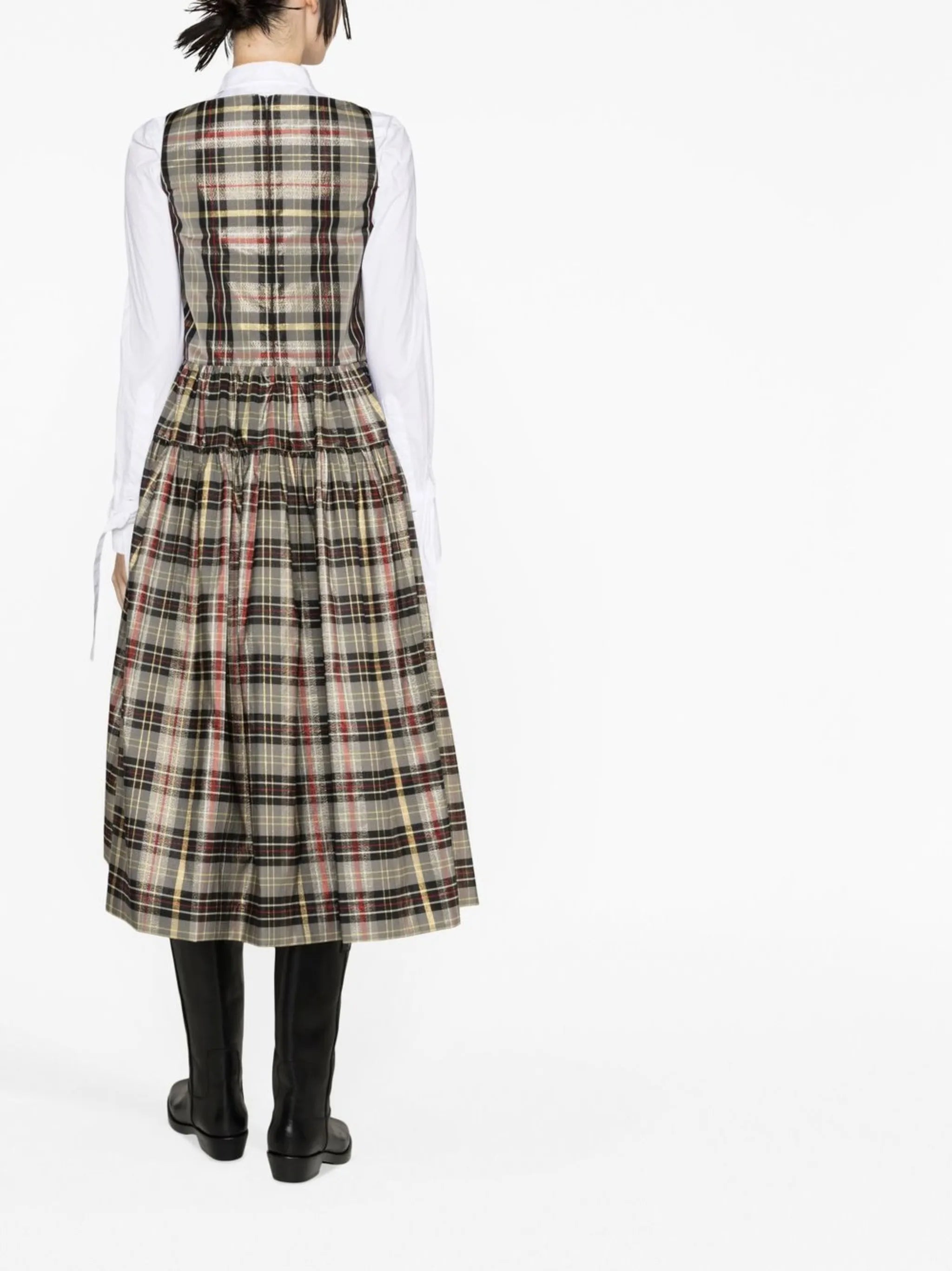 check-pattern sleeveless dress