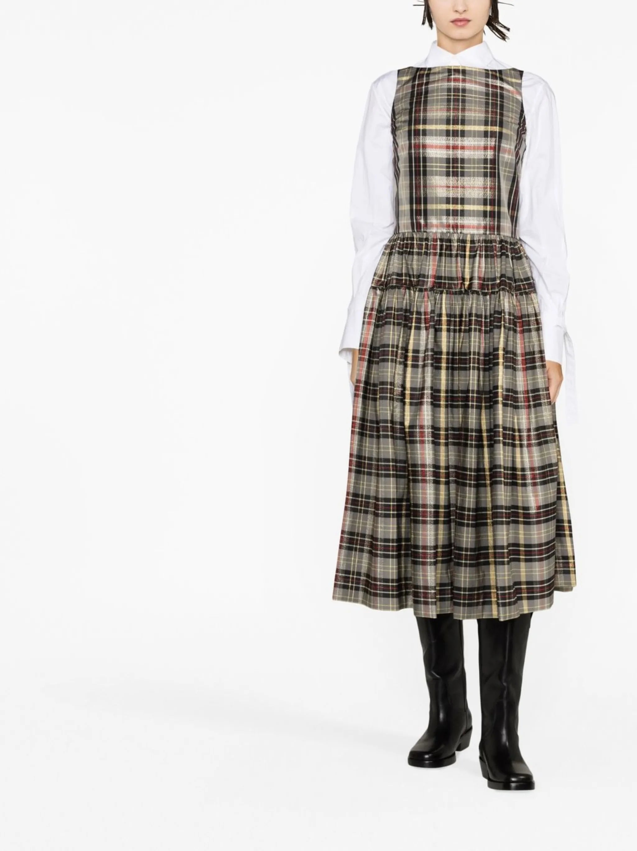 check-pattern sleeveless dress