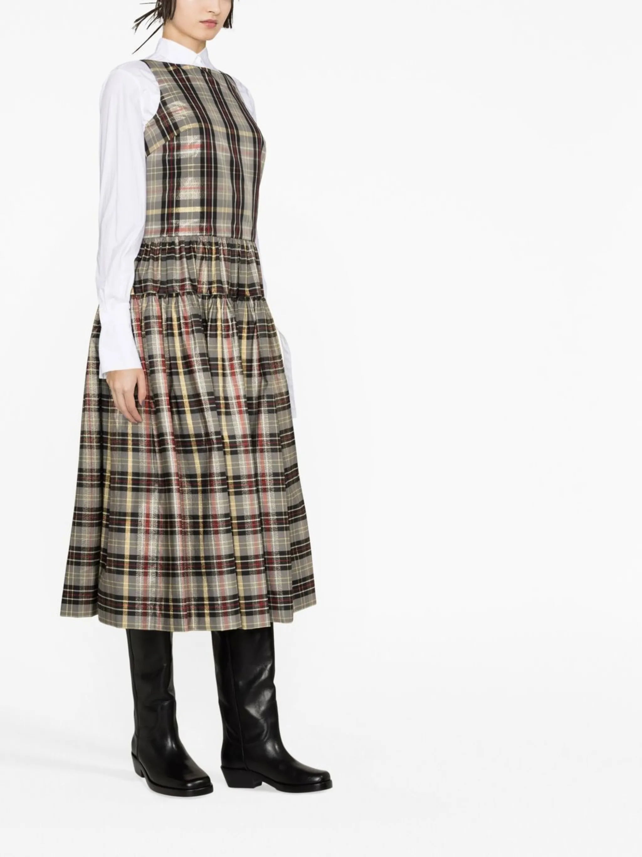 check-pattern sleeveless dress