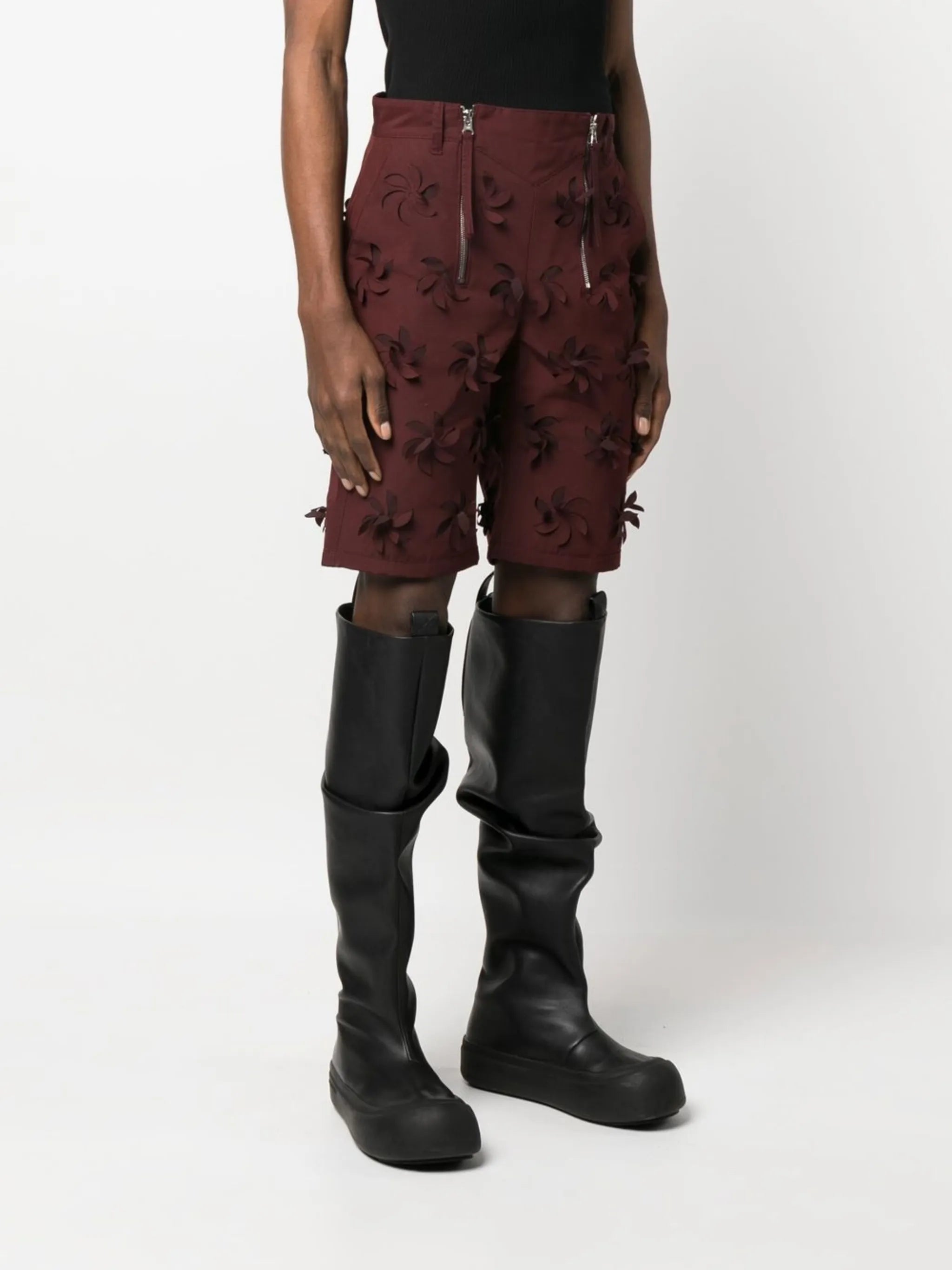 floral-appliqué Bermuda shorts