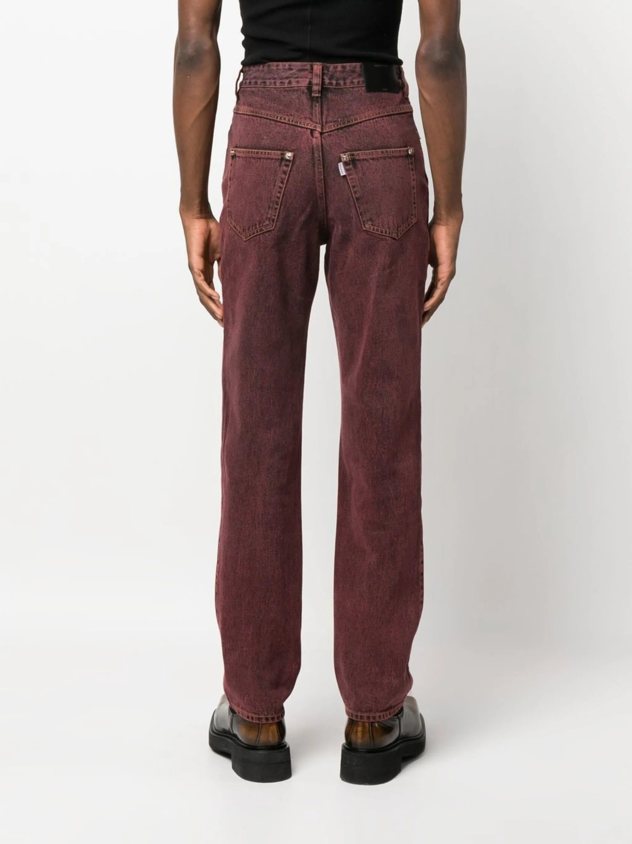 corset-style washed straight leg jeans