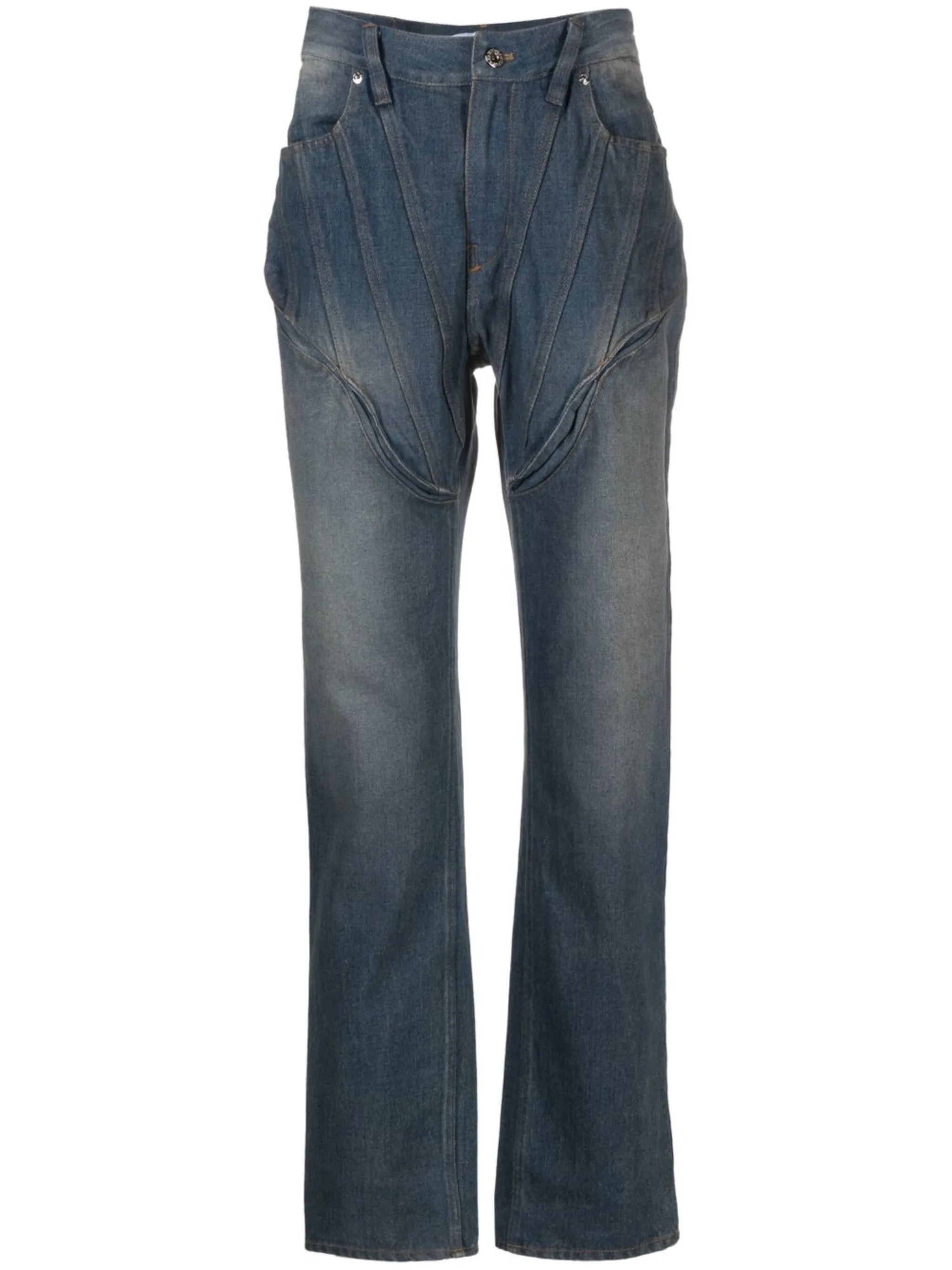straight-leg corset style trousers