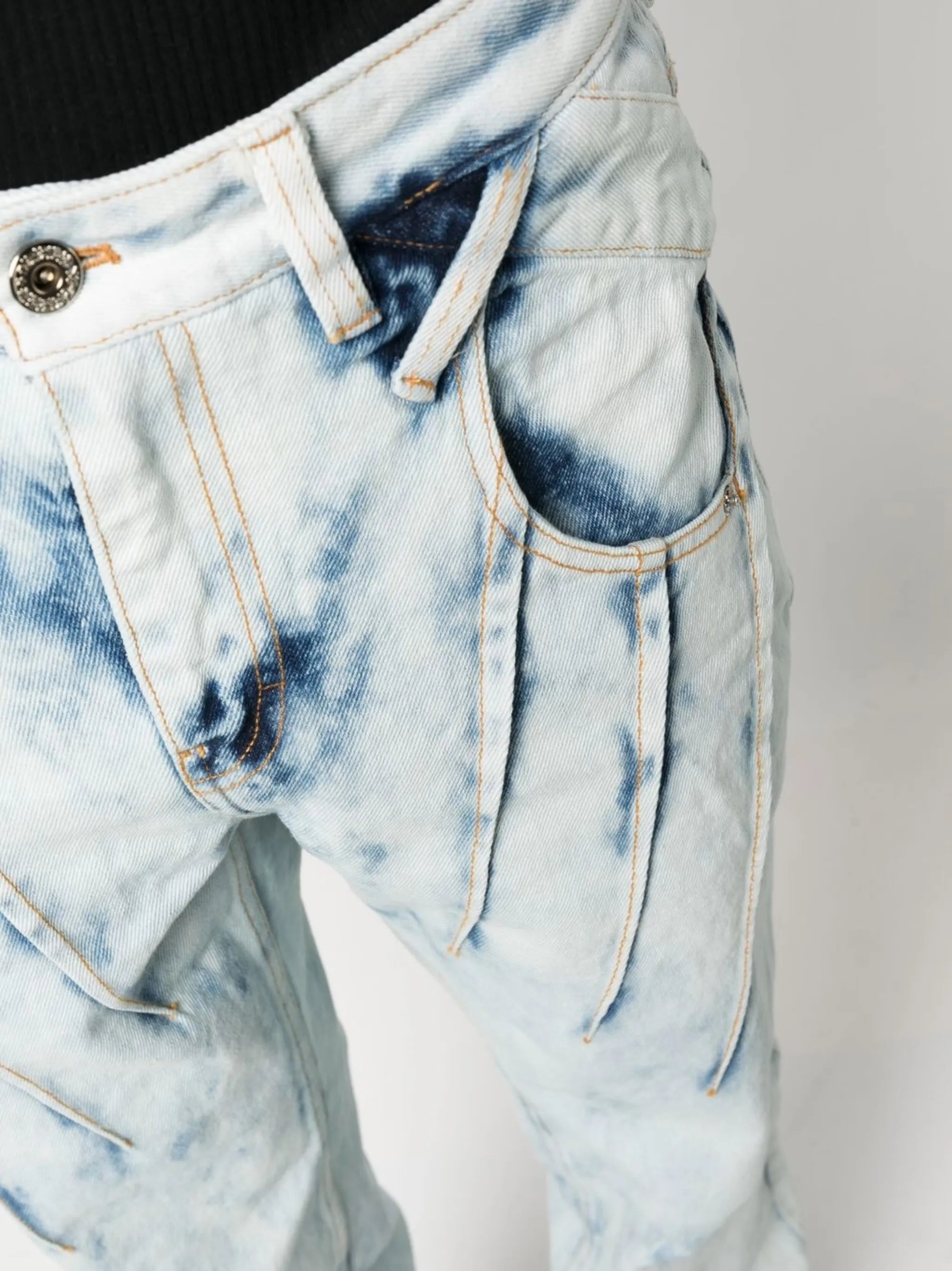 straight-leg washed jeans
