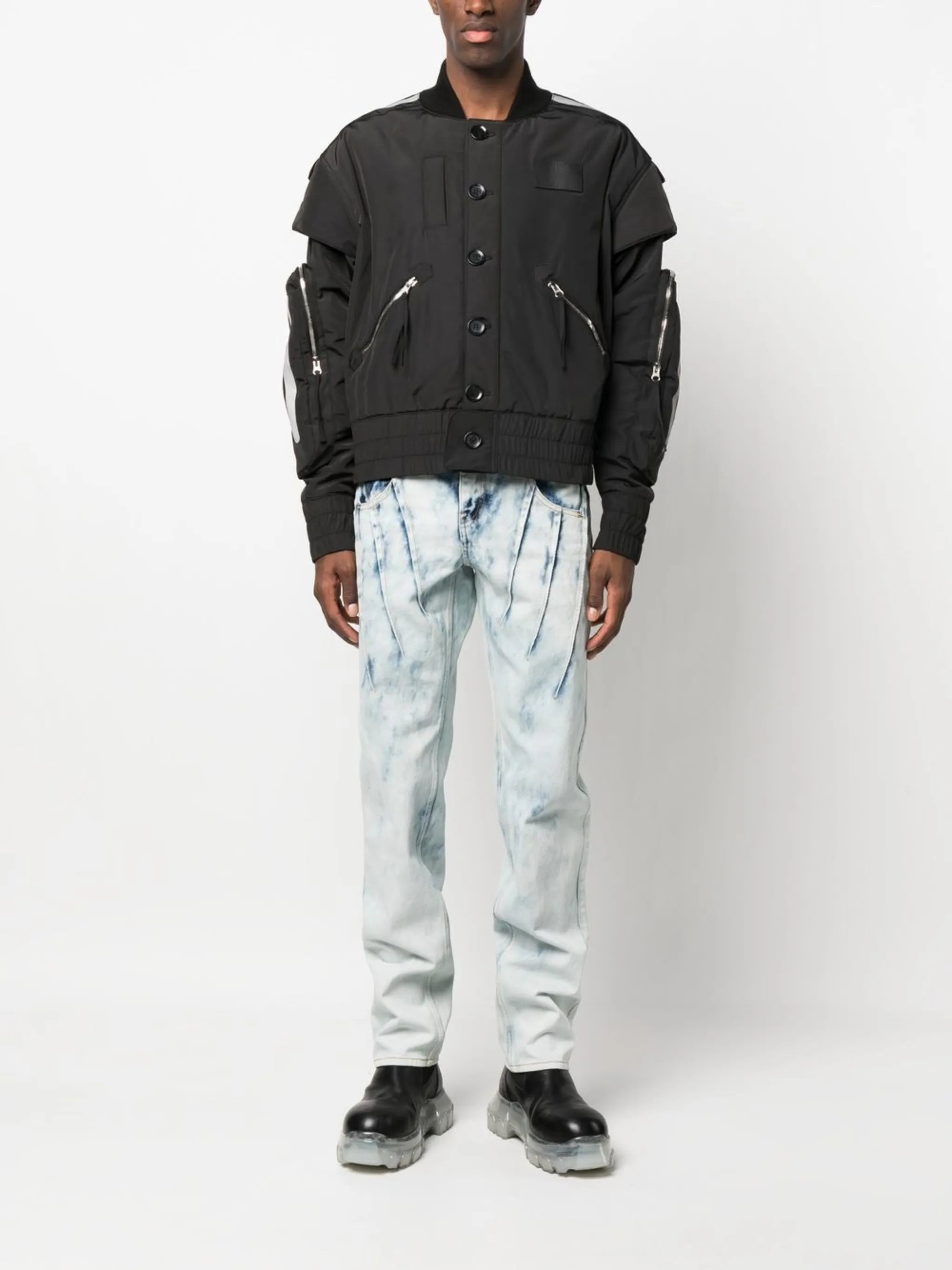 straight-leg washed jeans
