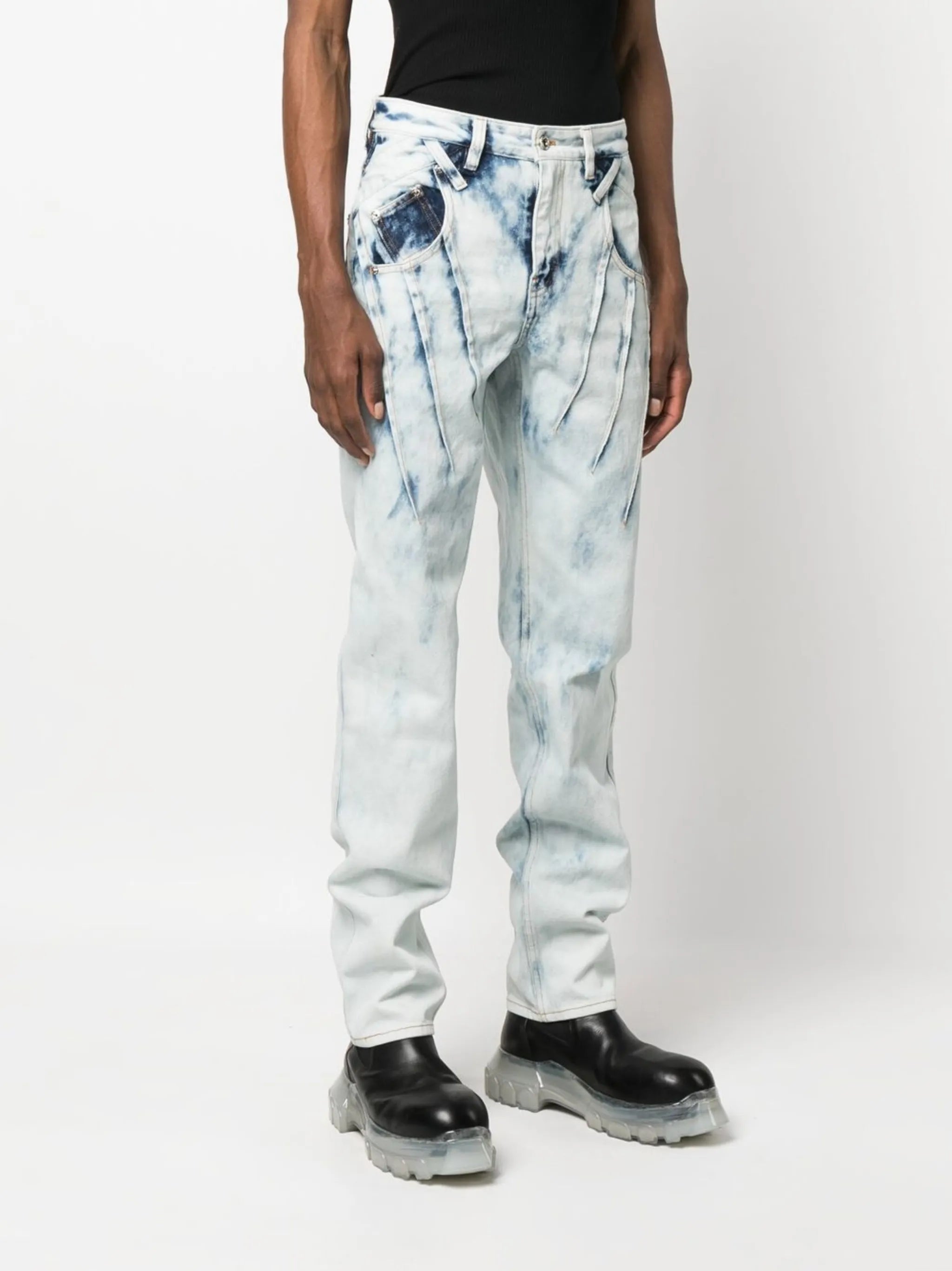 straight-leg washed jeans
