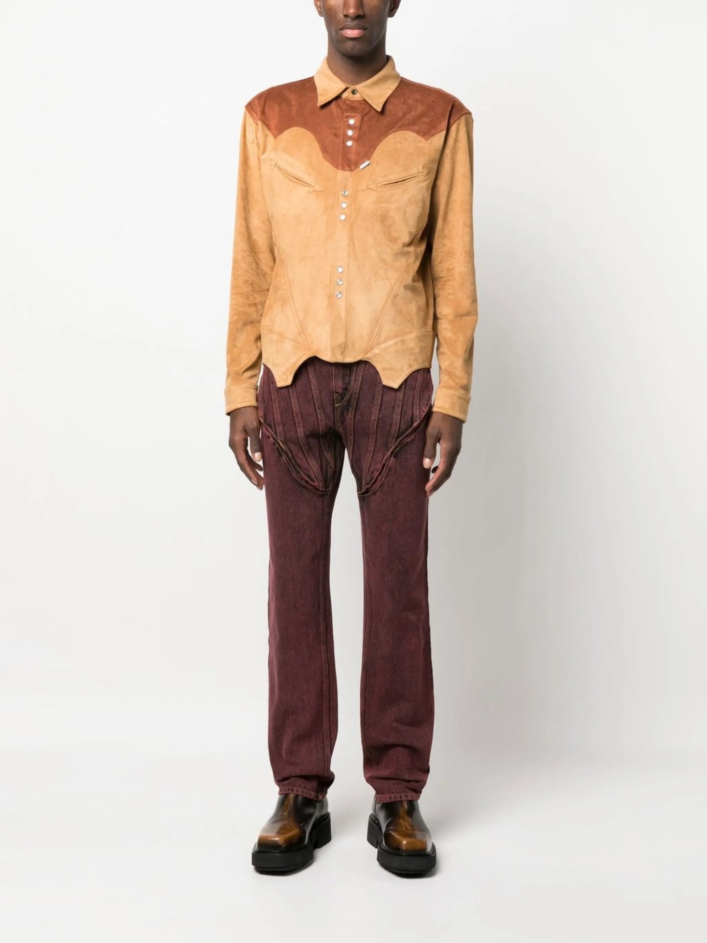 two-tone suede corset shirt