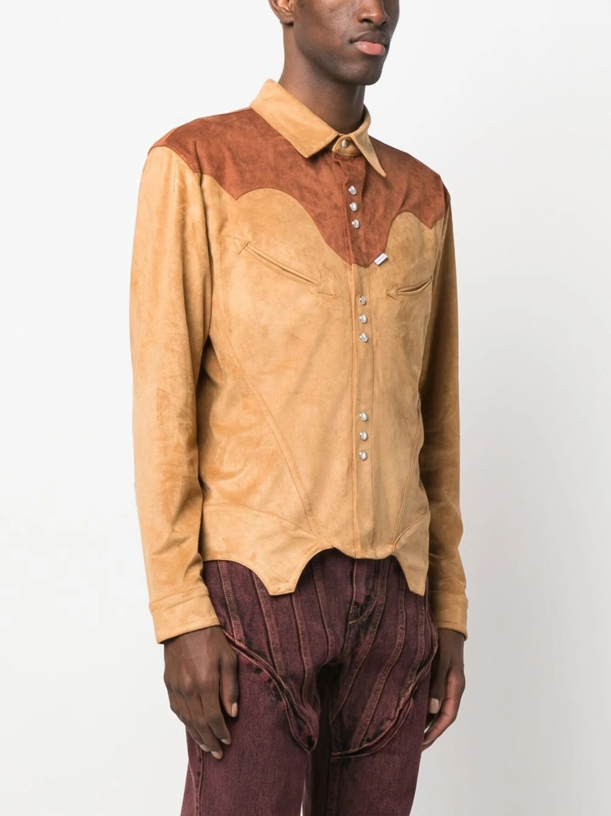 two-tone suede corset shirt