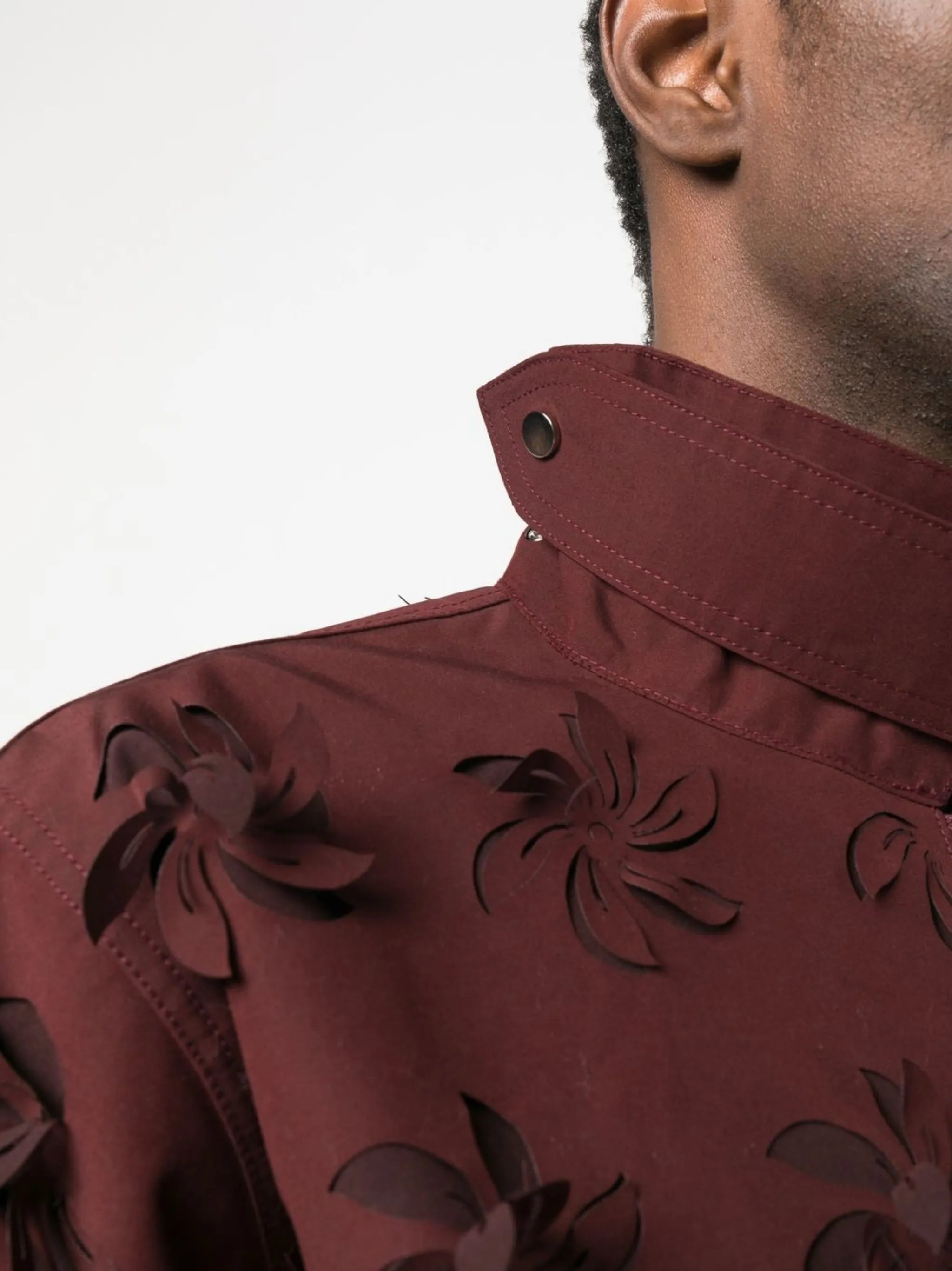 floral-appliqué zipped bomber jacket
