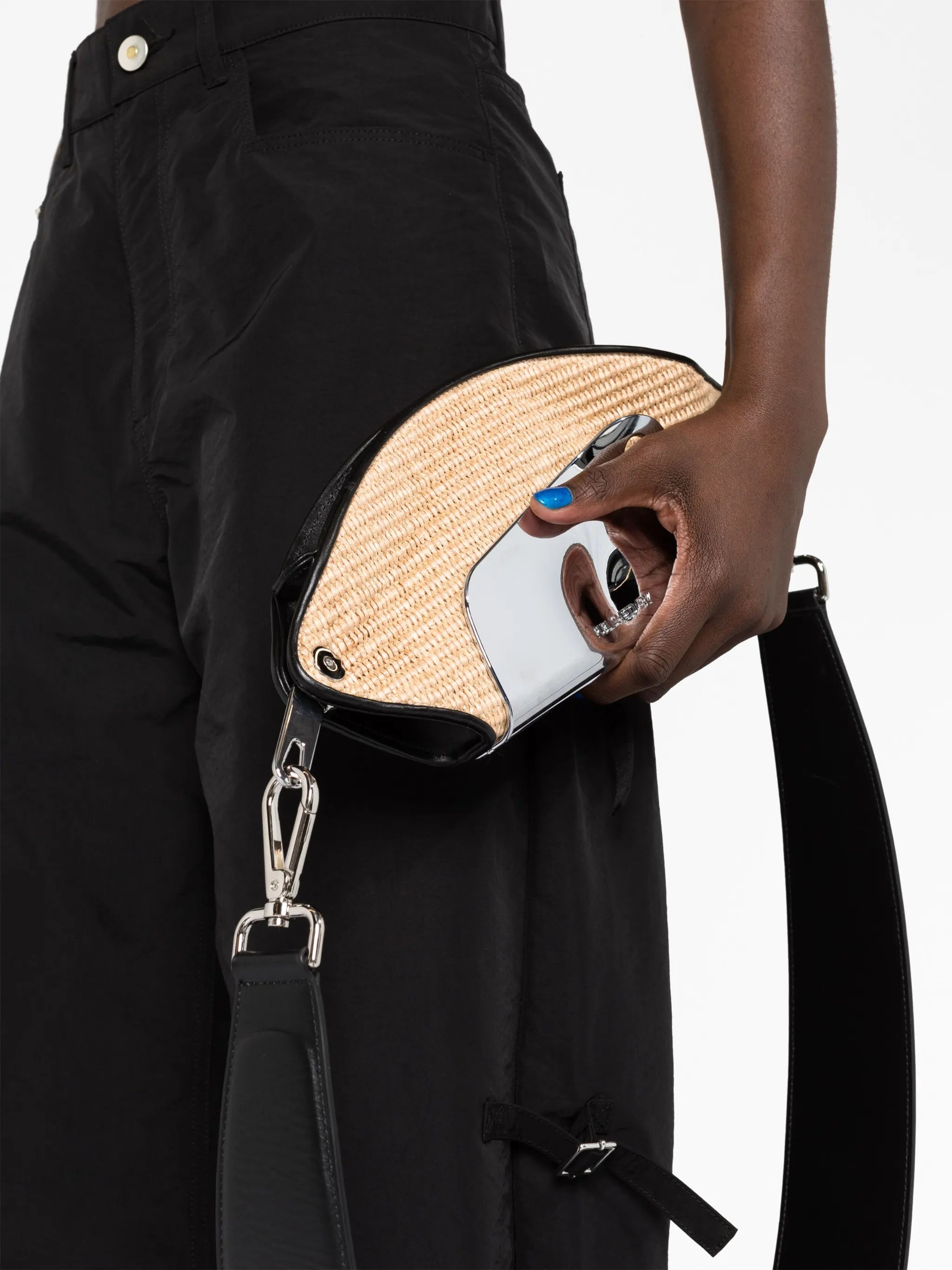 Pouch raffia crossbody bag