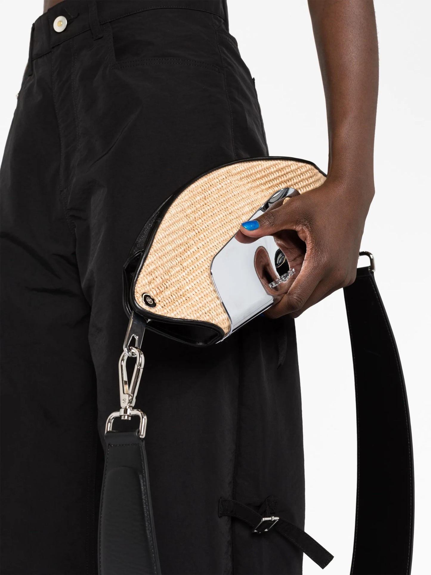 Pouch raffia crossbody bag