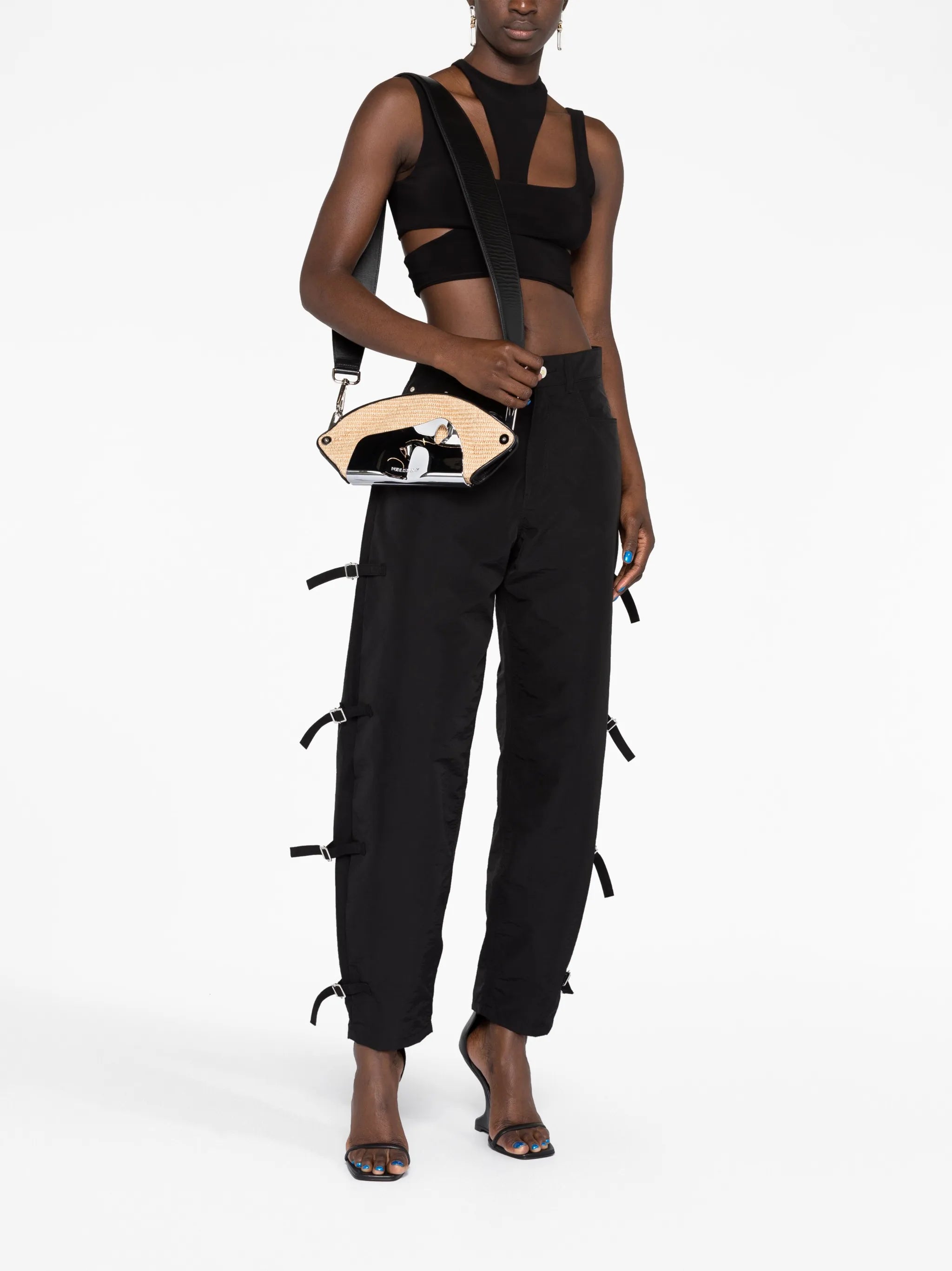 Pouch raffia crossbody bag