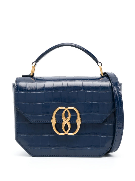 crocodile-embossed logo tote bag