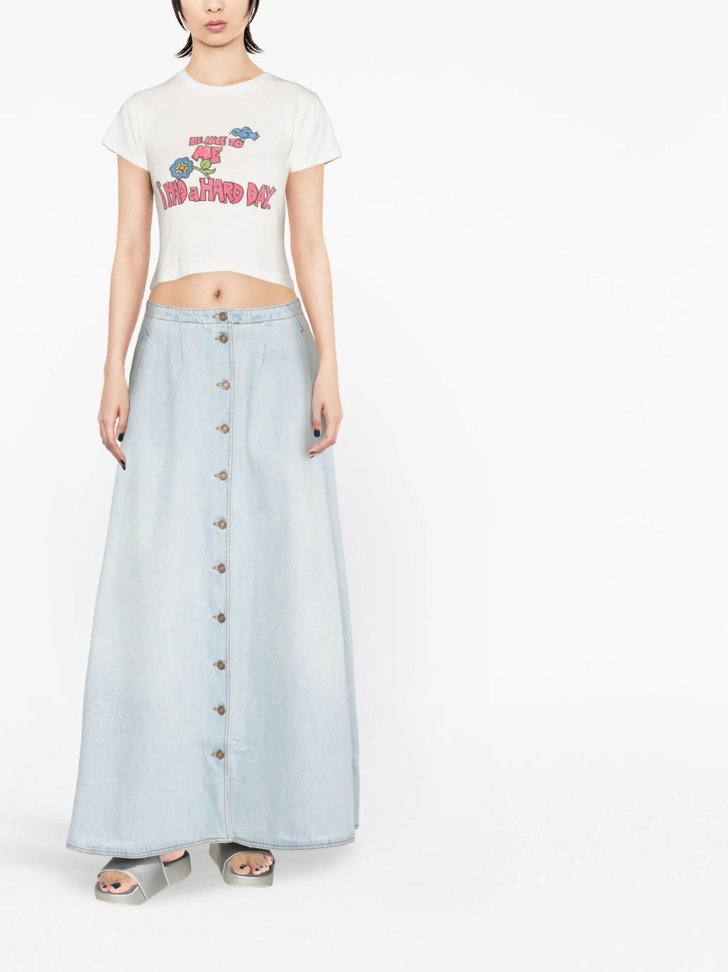 graphic-print cropped top