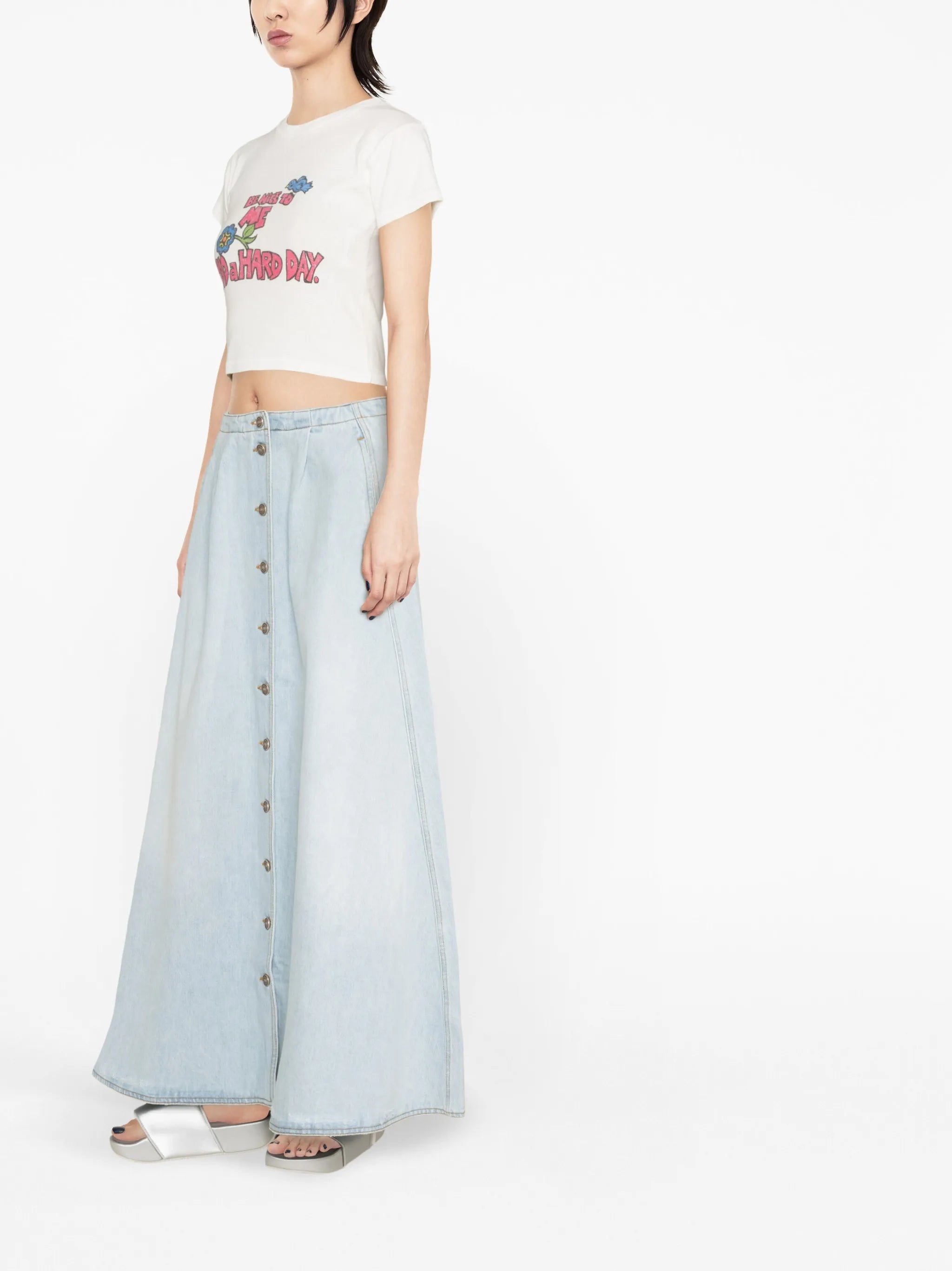 graphic-print cropped top