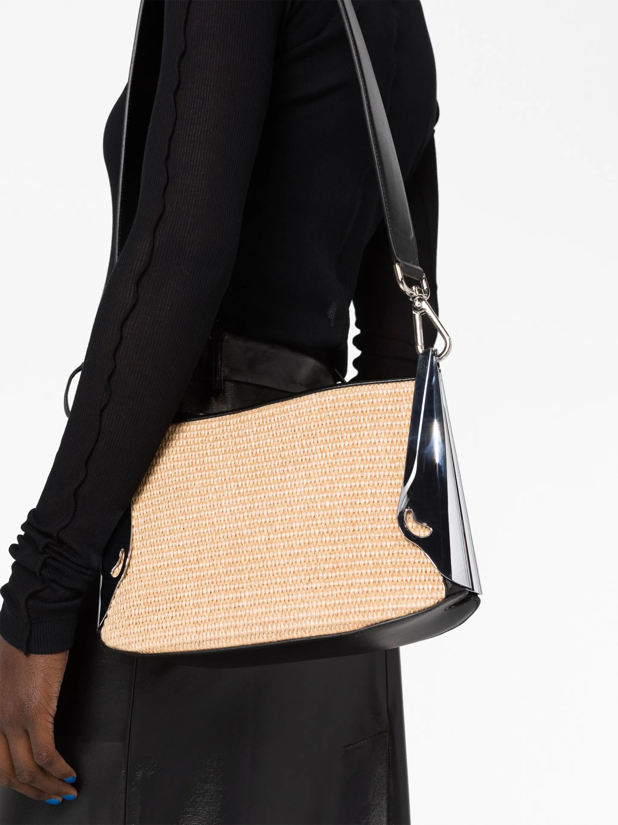 woven-raffia shoulder bag