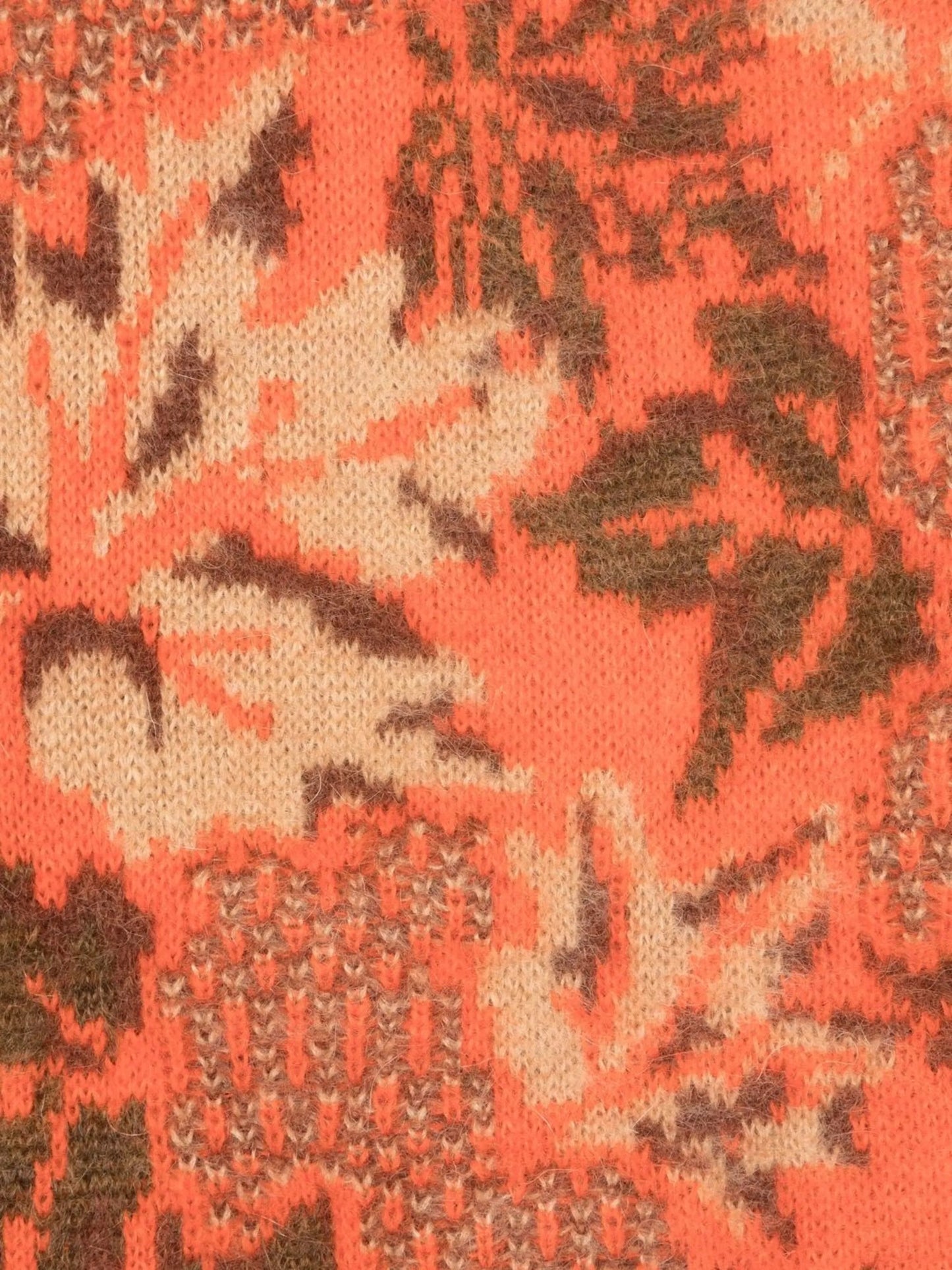 botanical-motif intarsia-knit scarf
