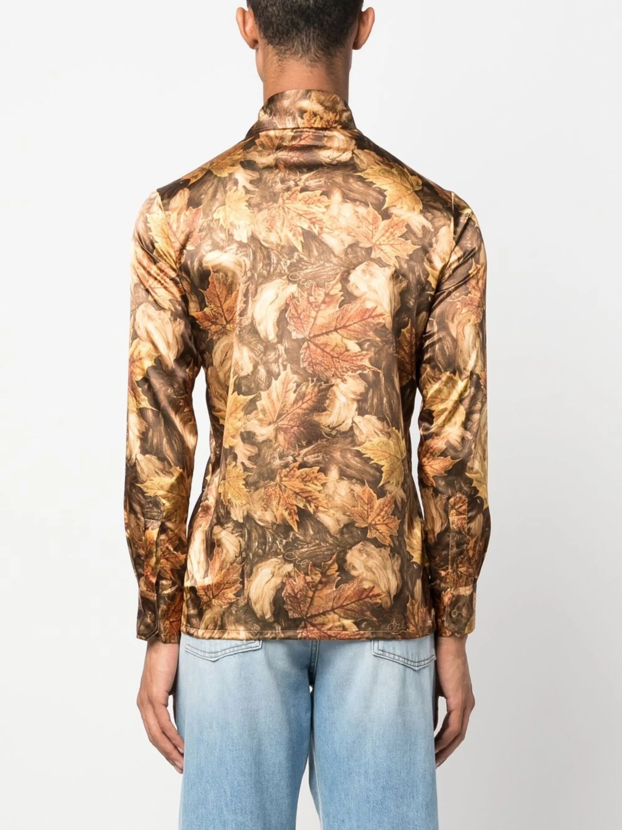 all-over leaf-print shirt