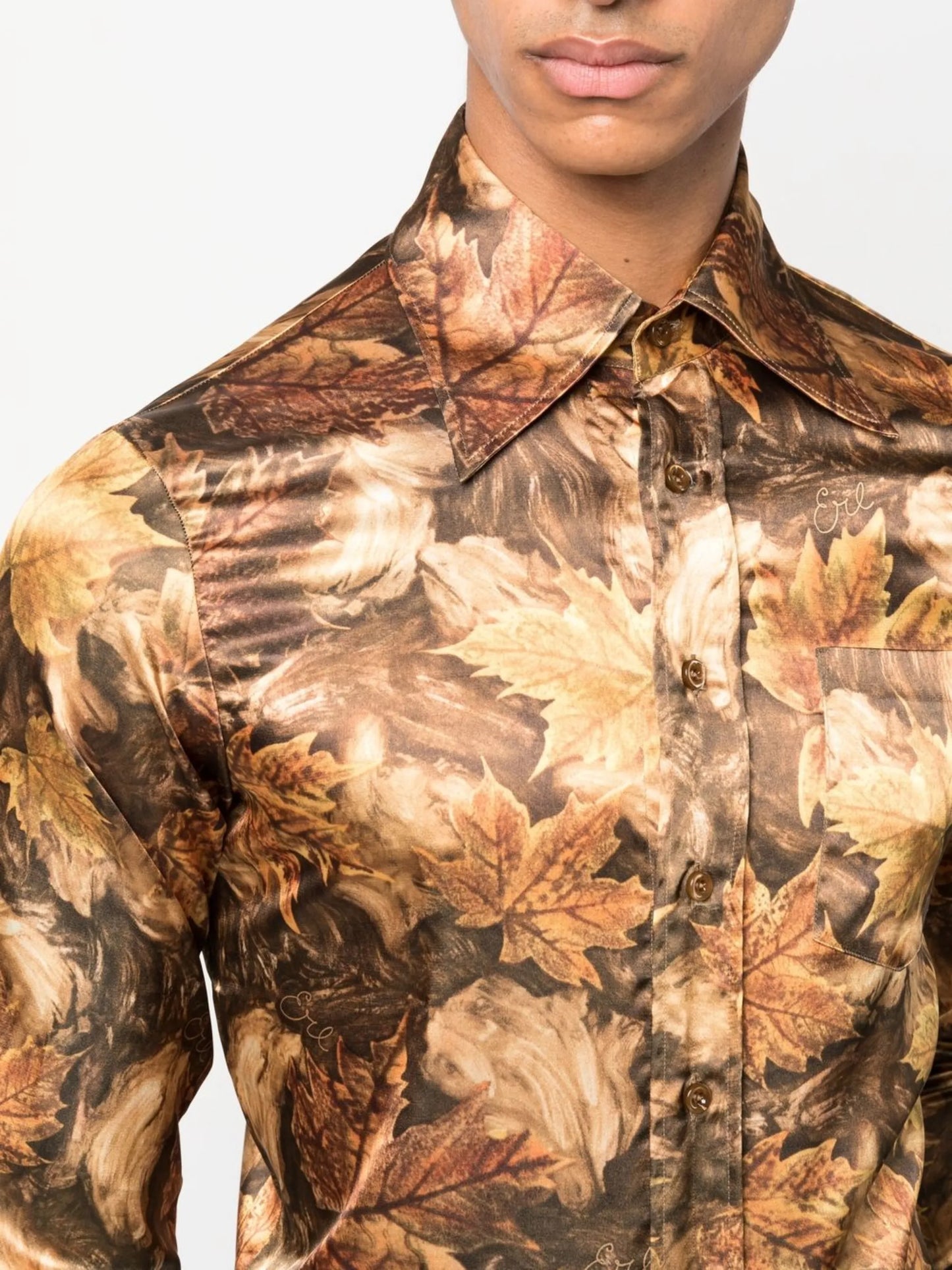 all-over leaf-print shirt