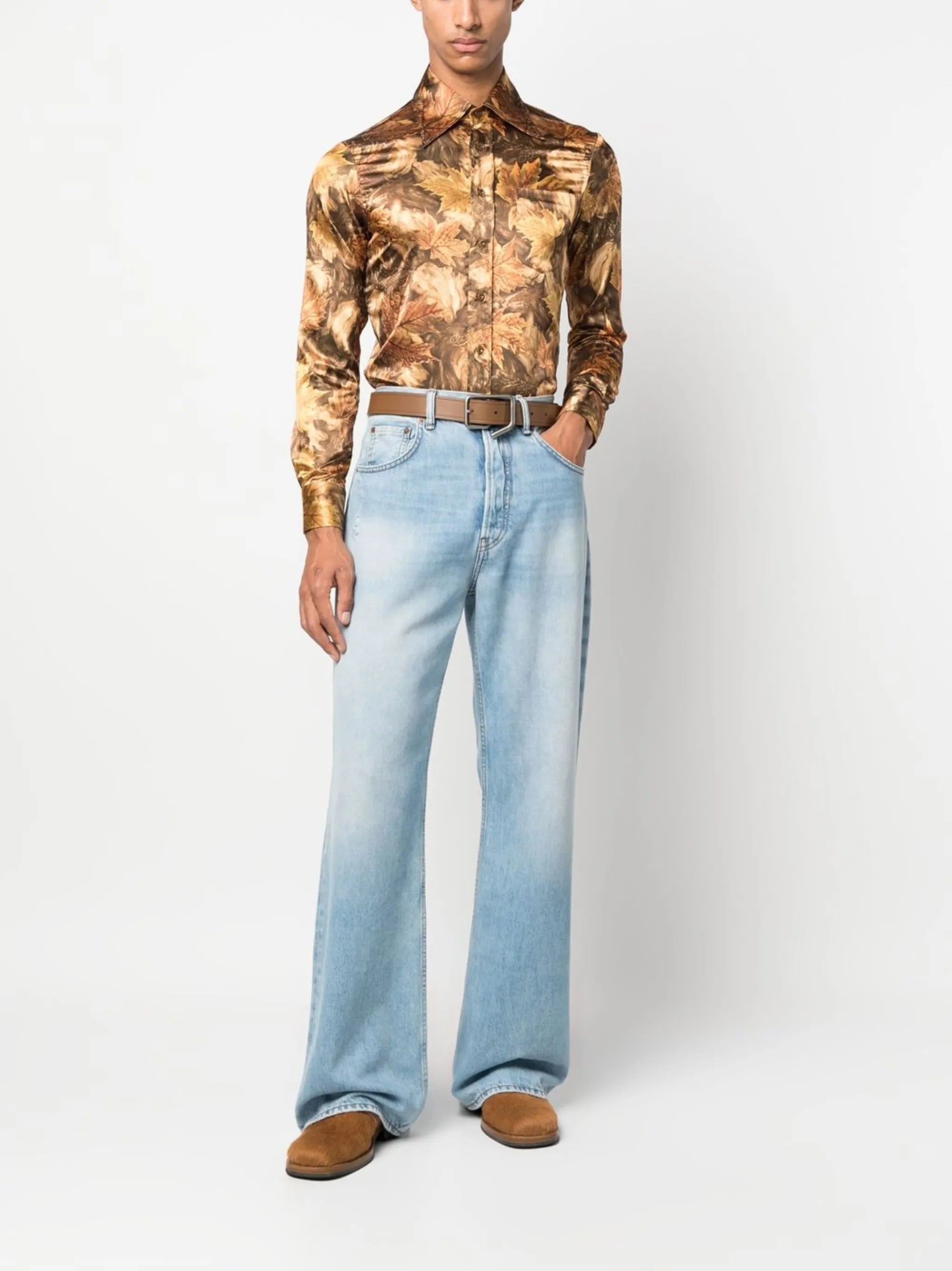 all-over leaf-print shirt