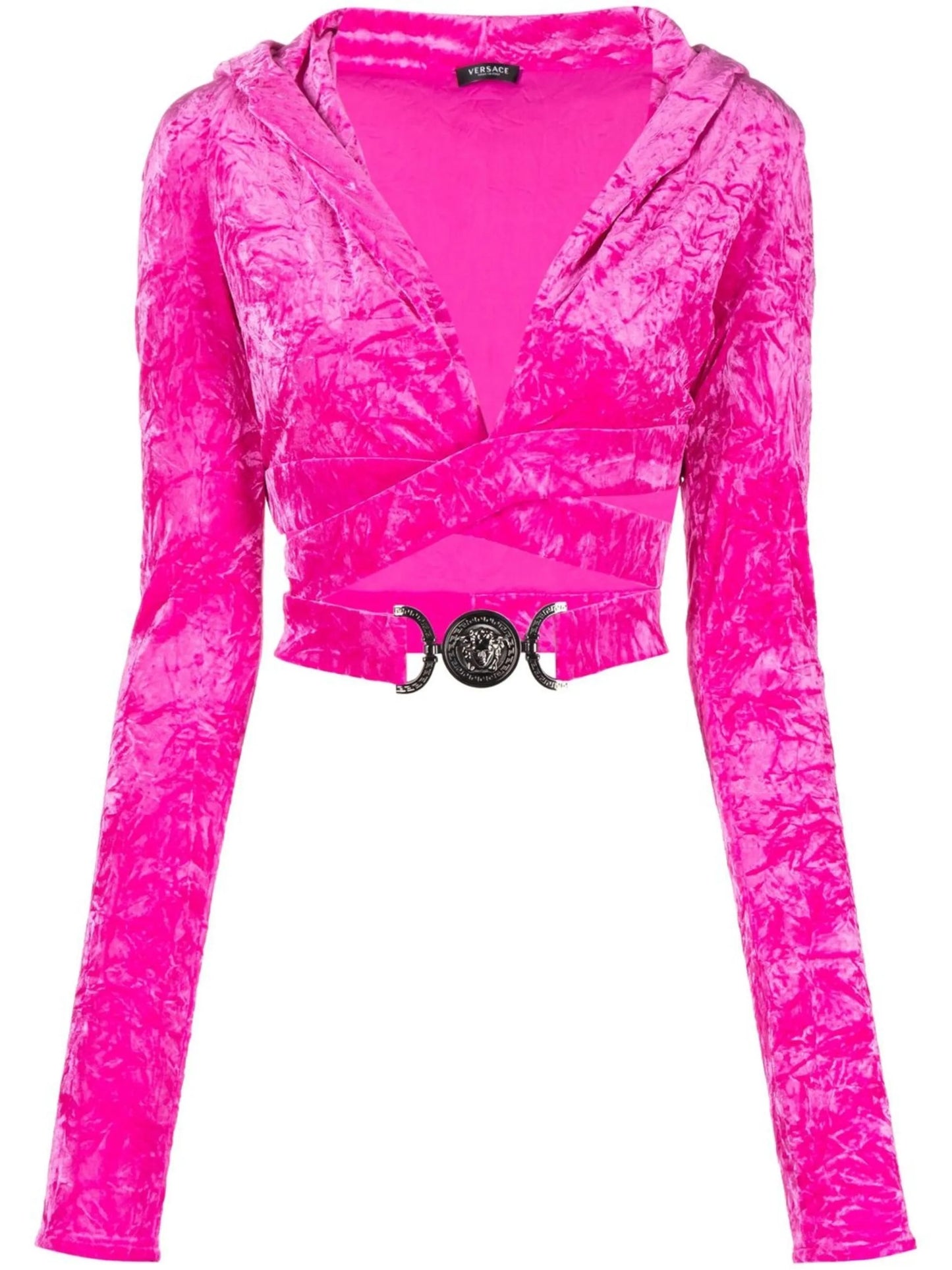 crossover velvet-finish top