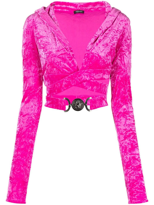 crossover velvet-finish top