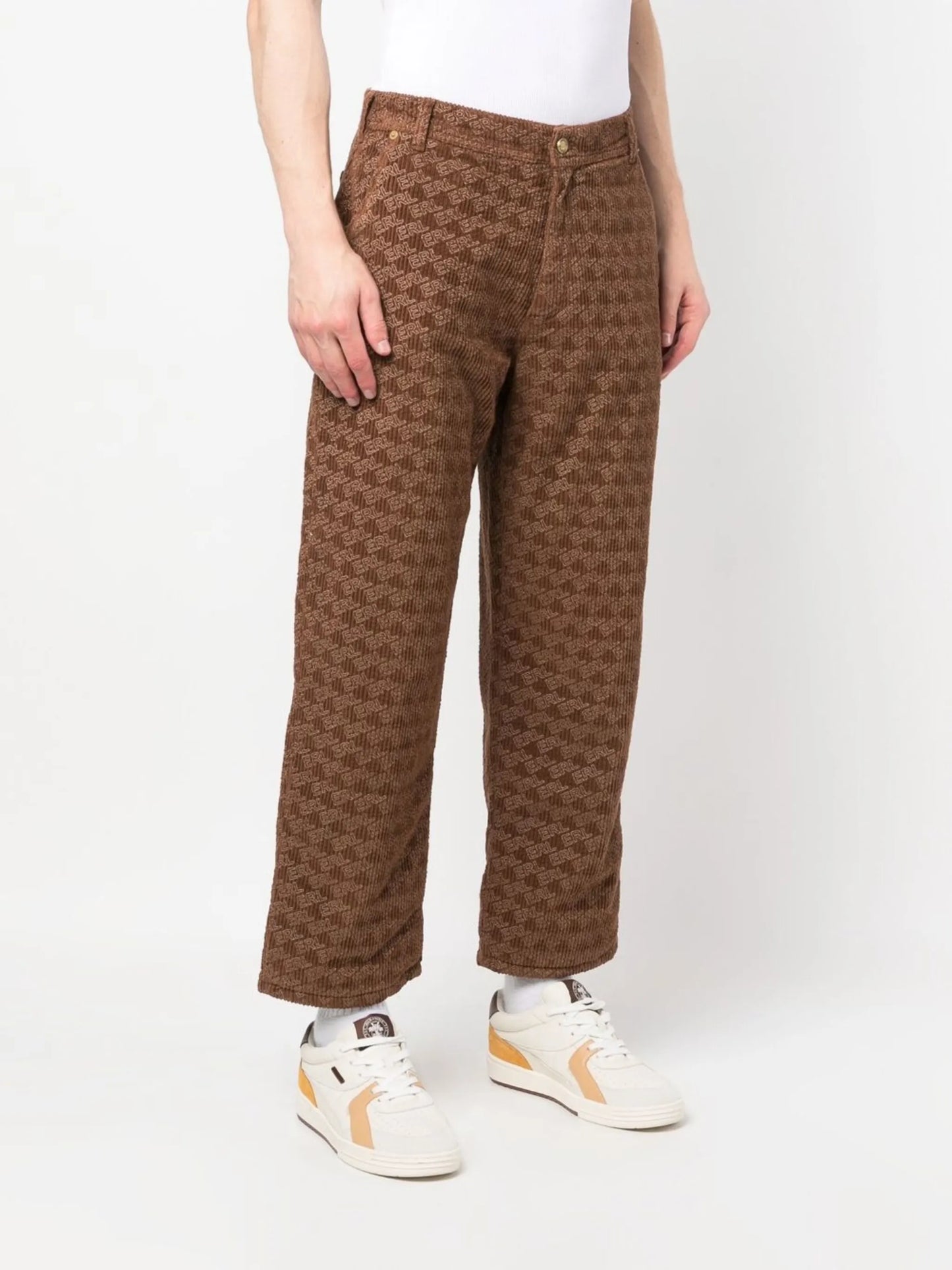 graphic-print corduroy trousers
