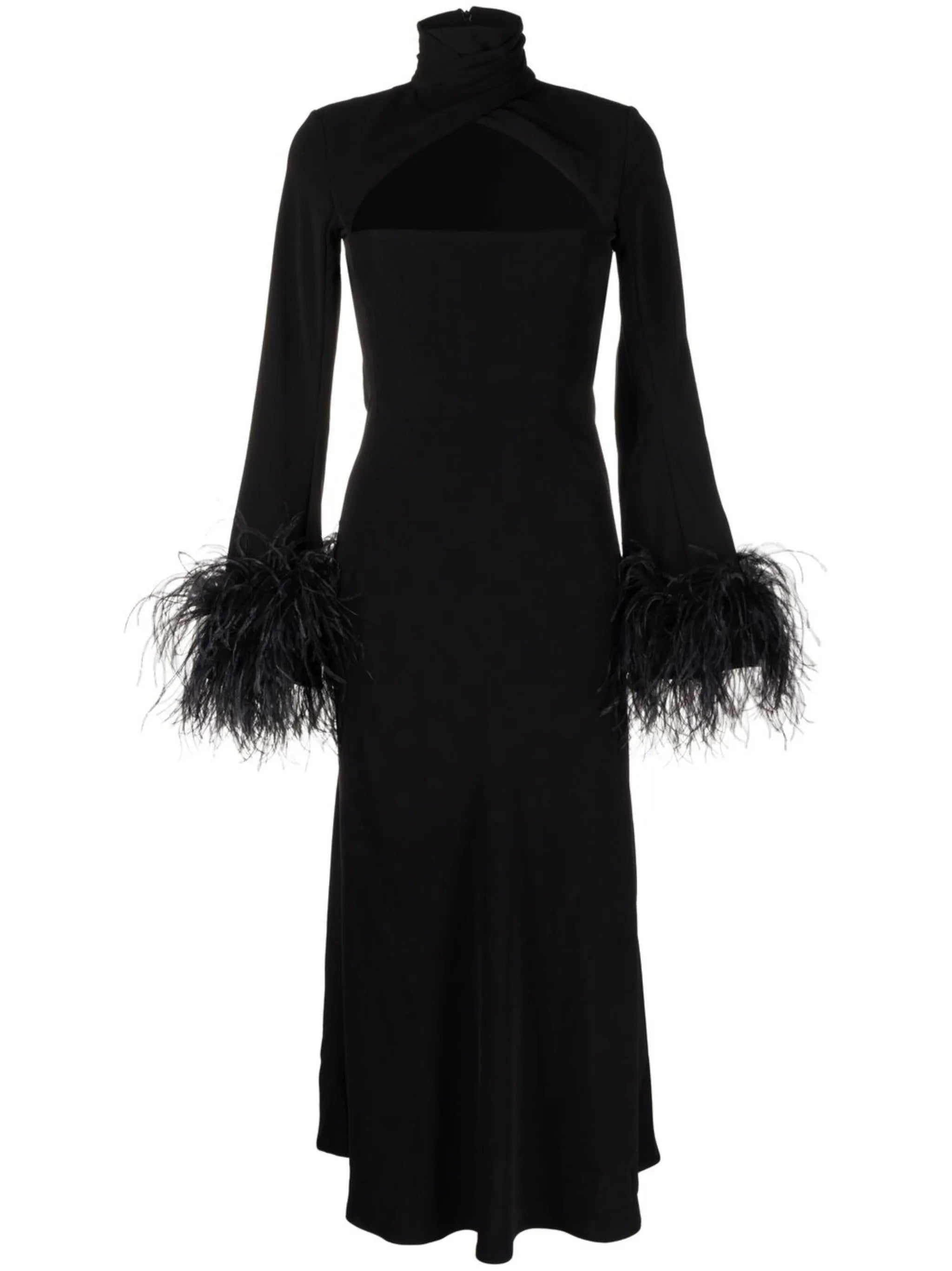 Odessa feather-trim midi dress