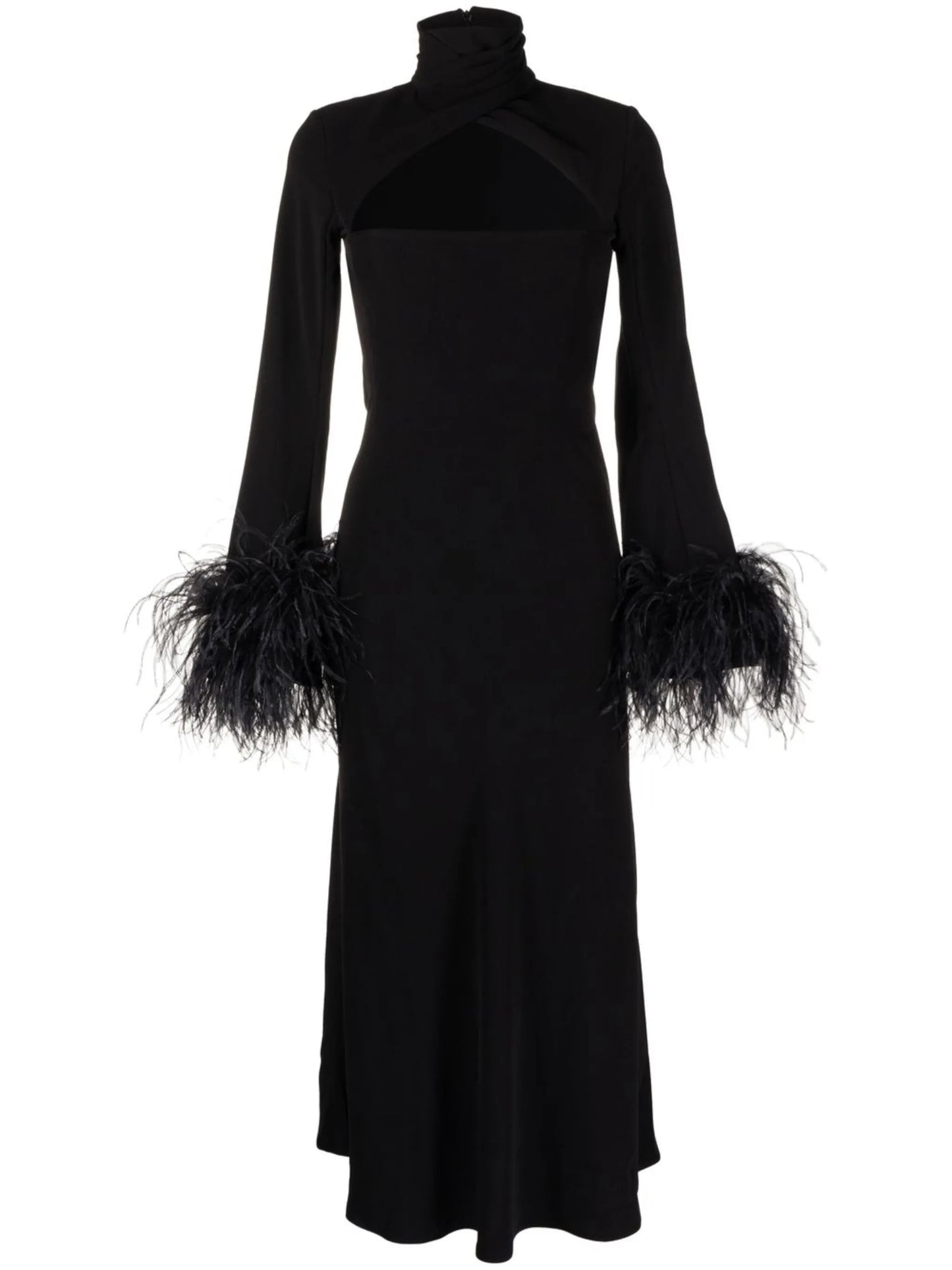 Odessa feather-trim midi dress