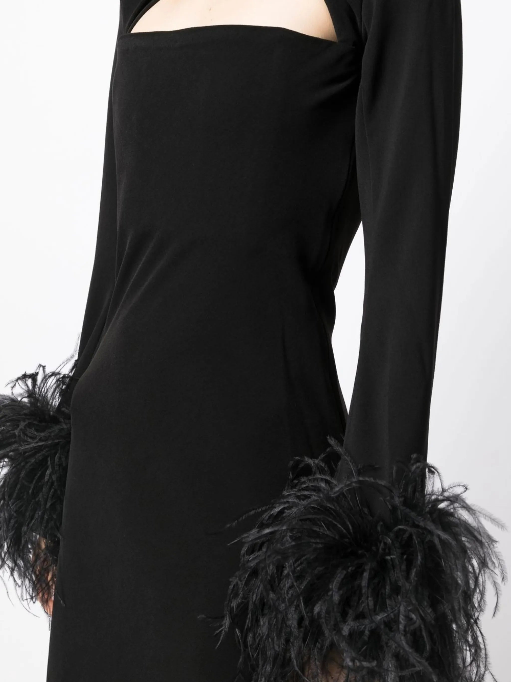 Odessa feather-trim midi dress