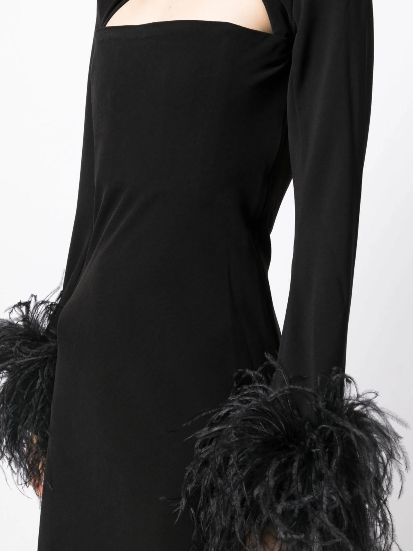 Odessa feather-trim midi dress