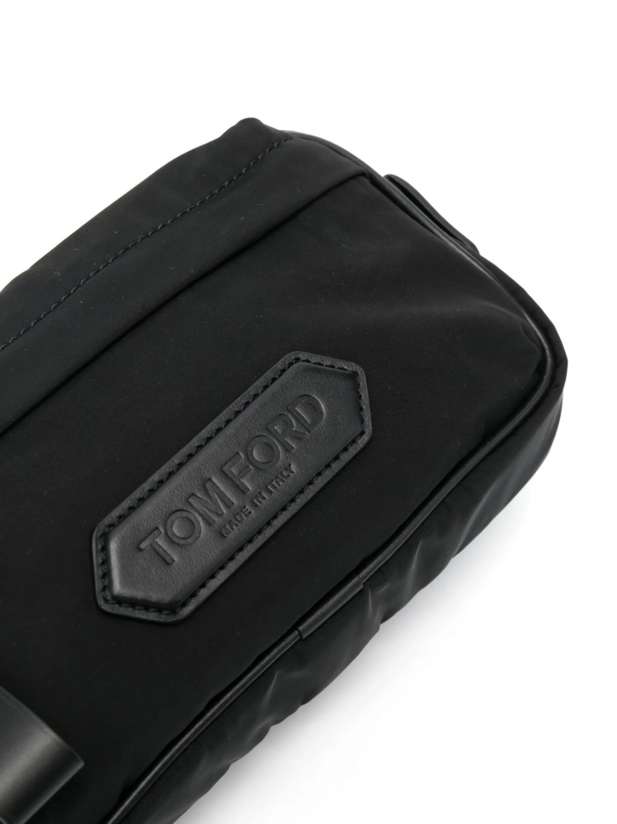 logo-patch leather belt bag