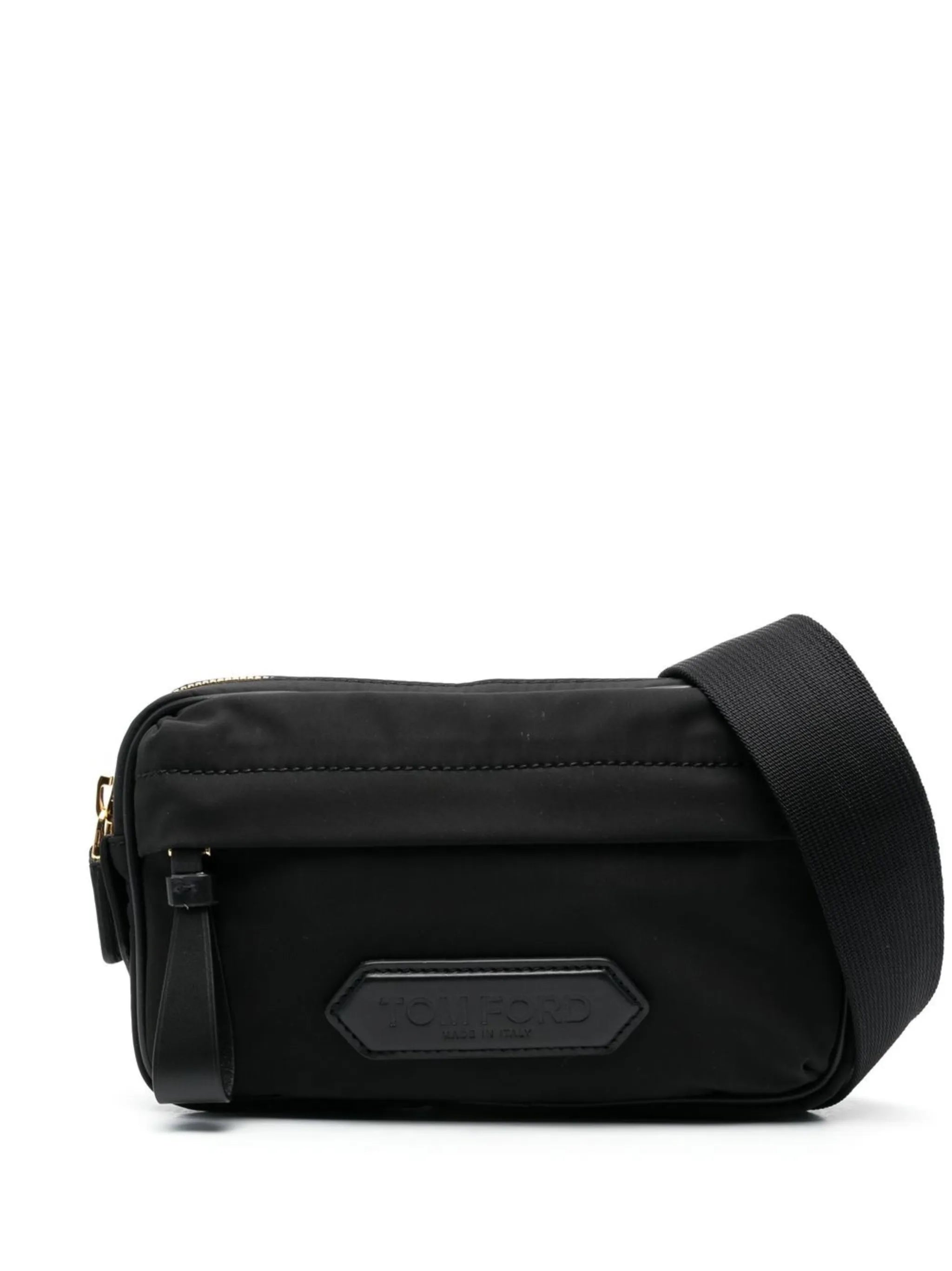 logo-patch leather belt bag