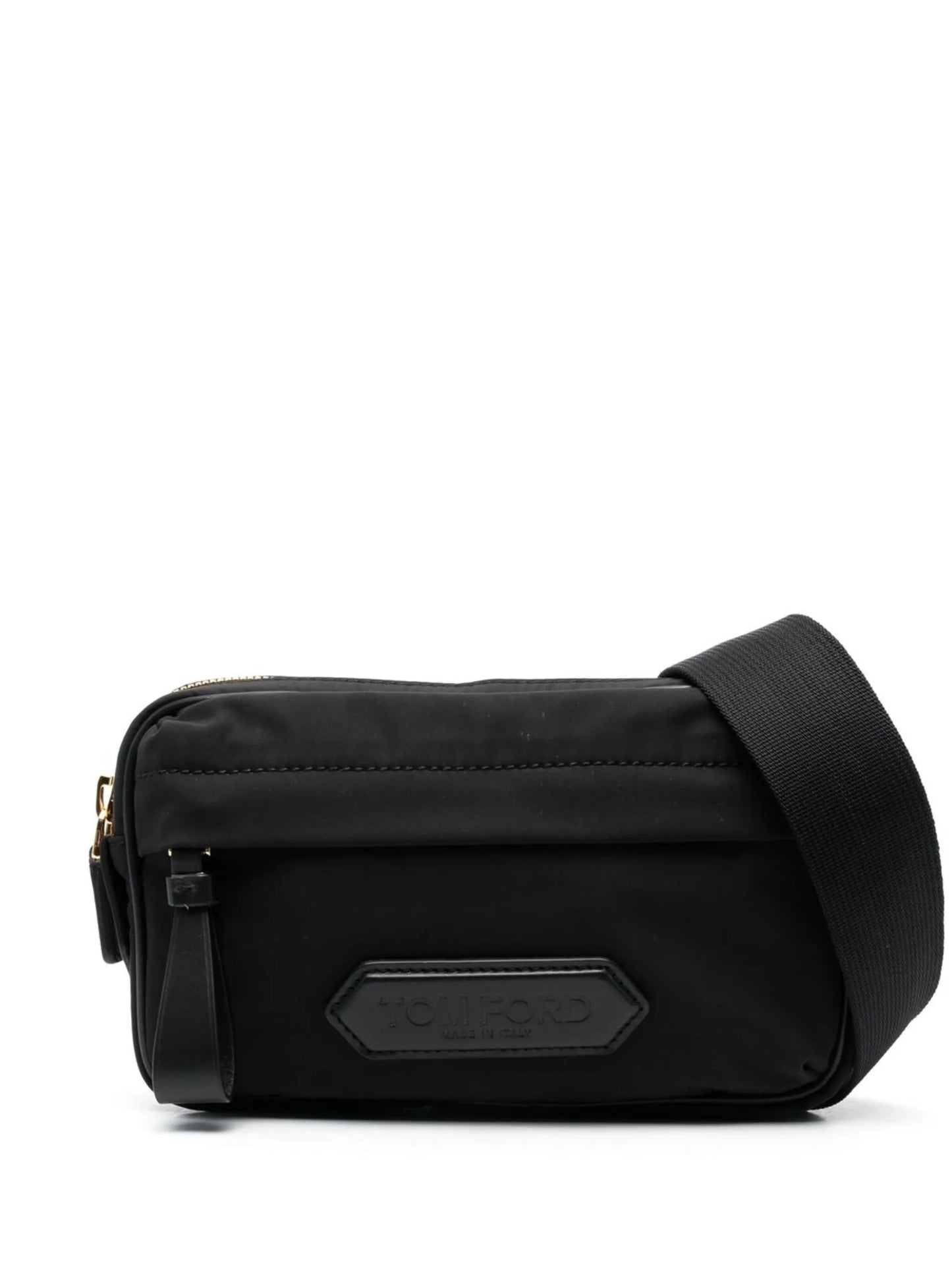 logo-patch leather belt bag