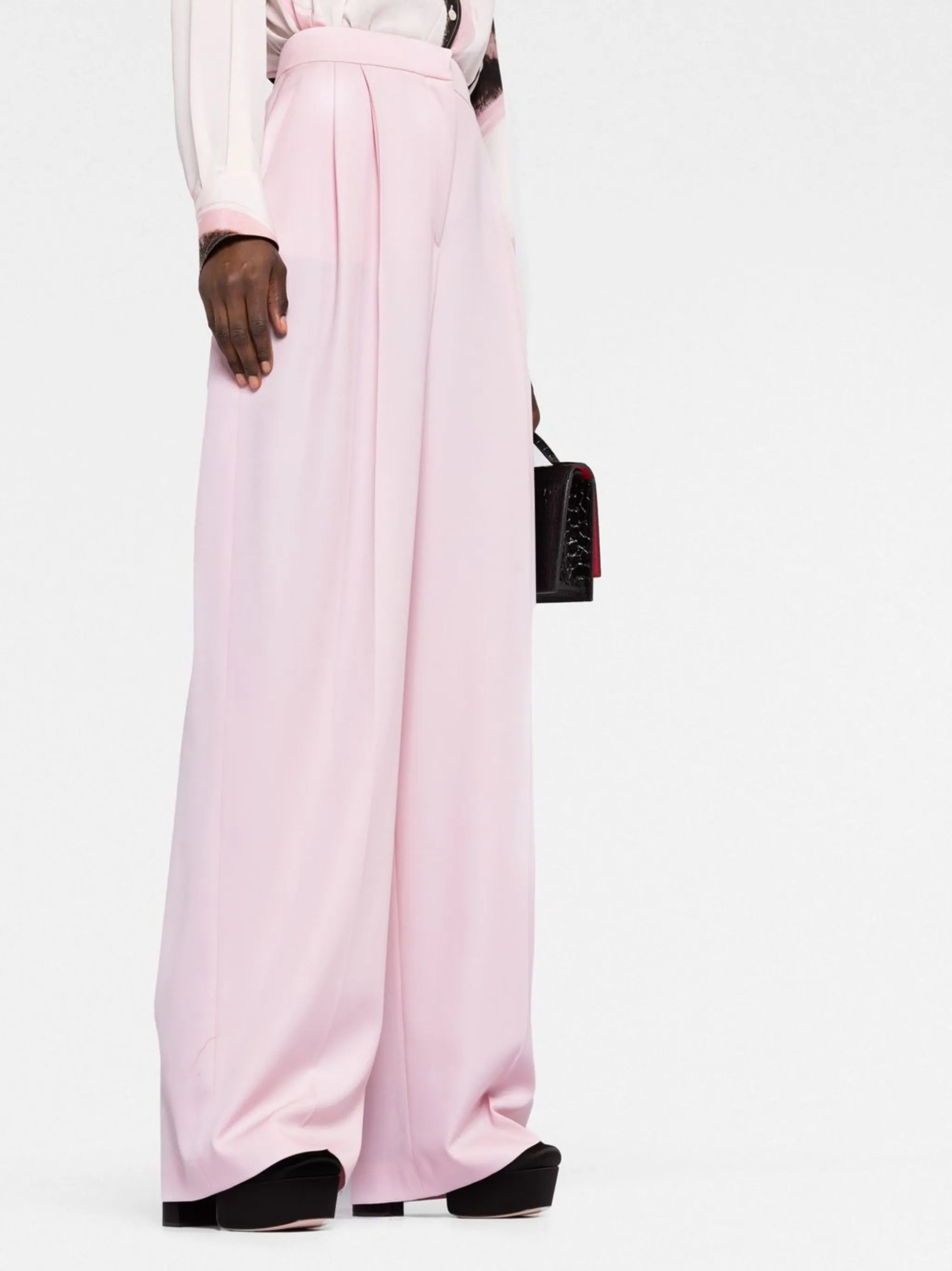 pleated high-waisted trousers