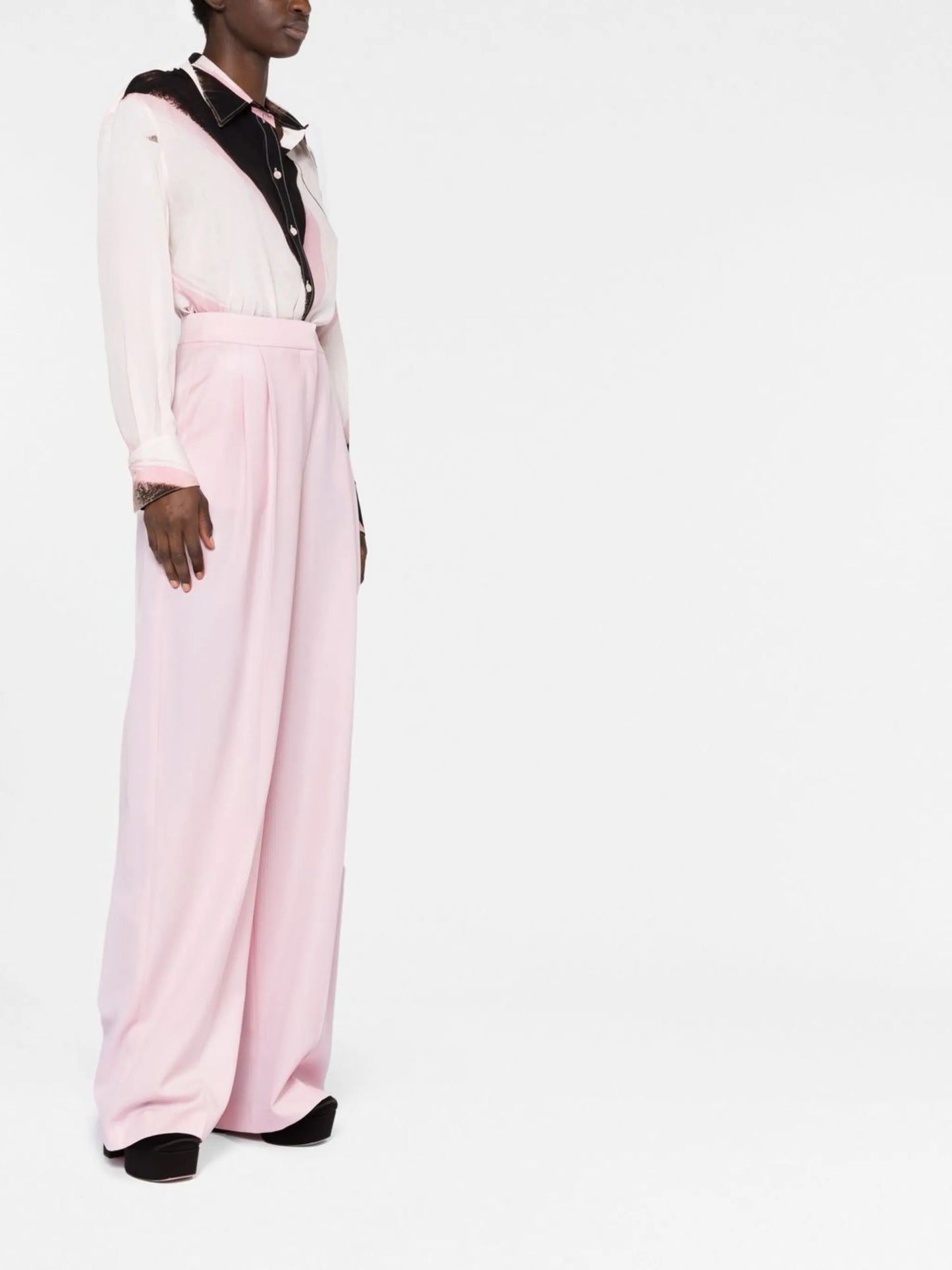 pleated high-waisted trousers