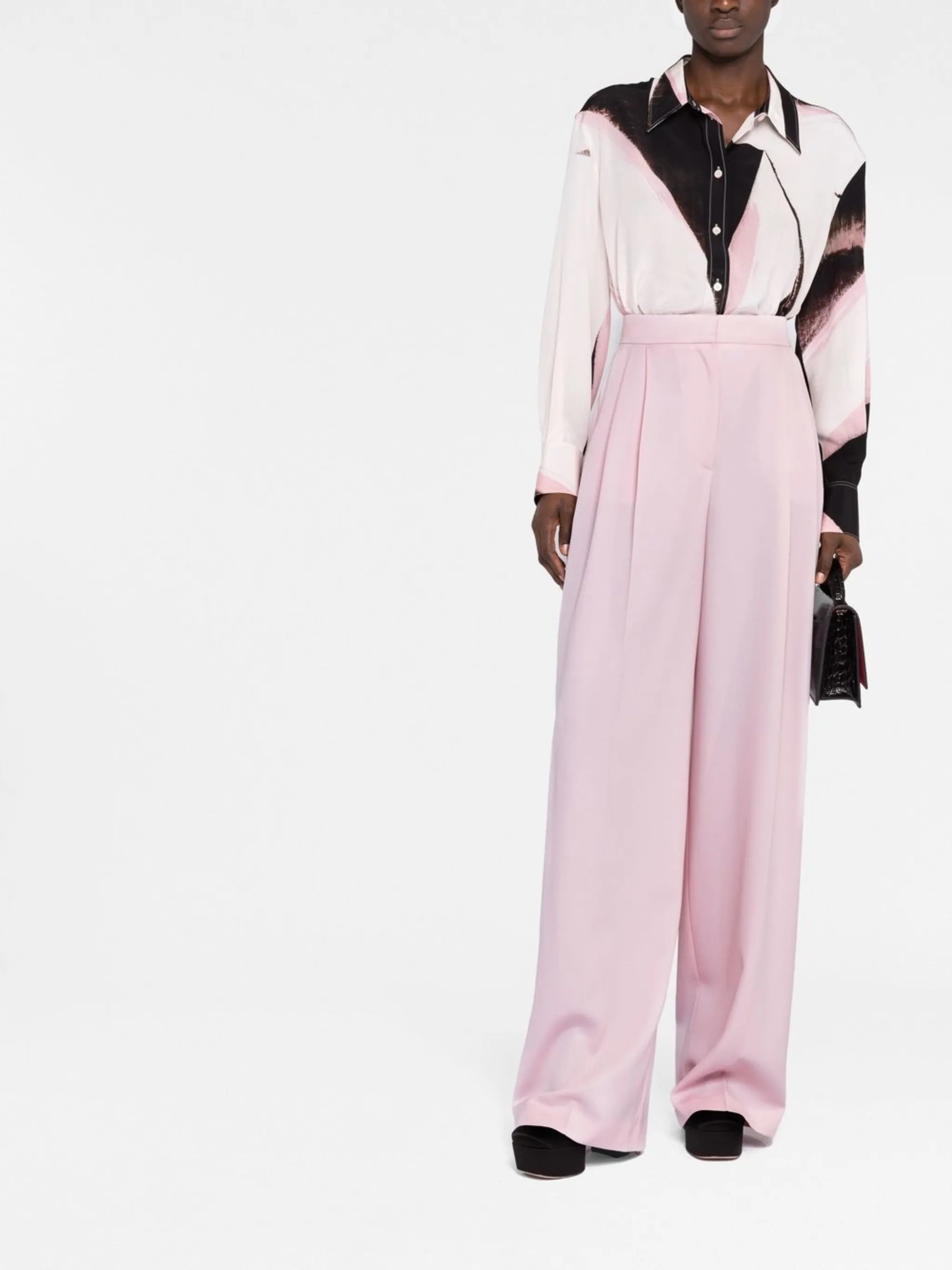 pleated high-waisted trousers