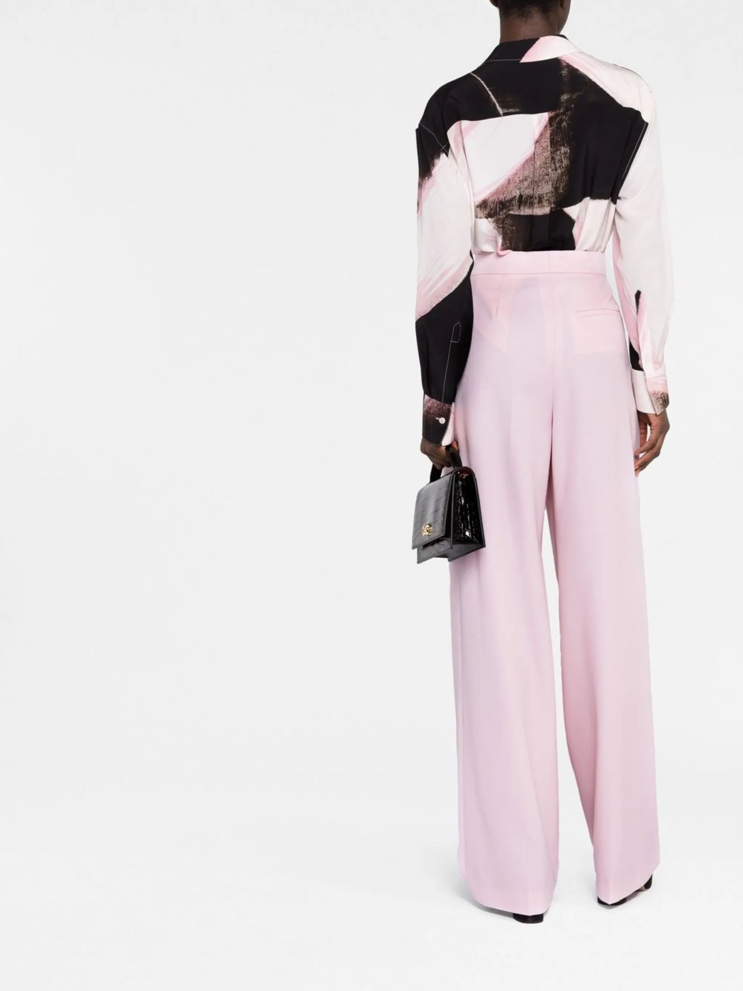 pleated high-waisted trousers