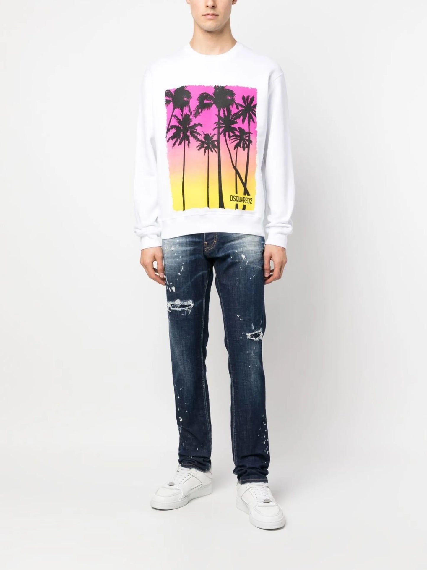 distressed-effect straight-leg jeans
