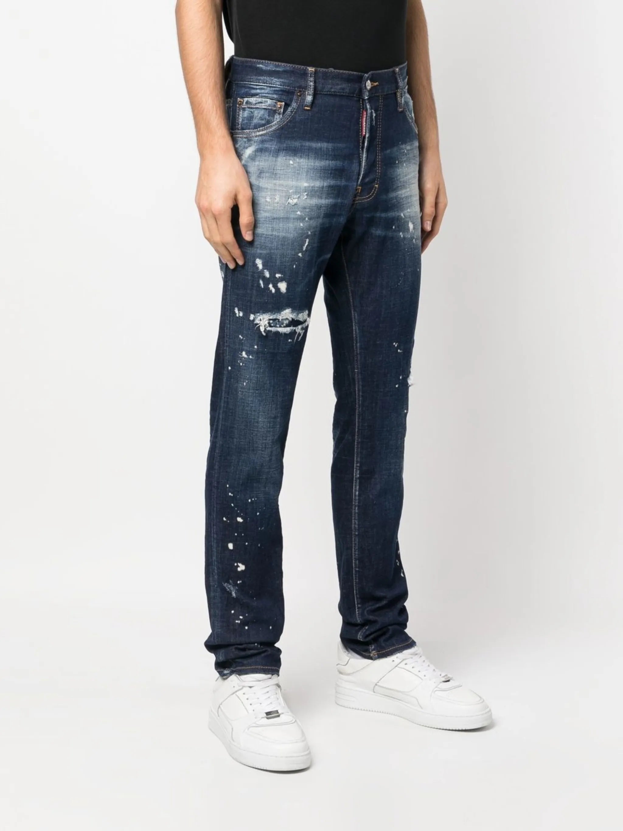 distressed-effect straight-leg jeans