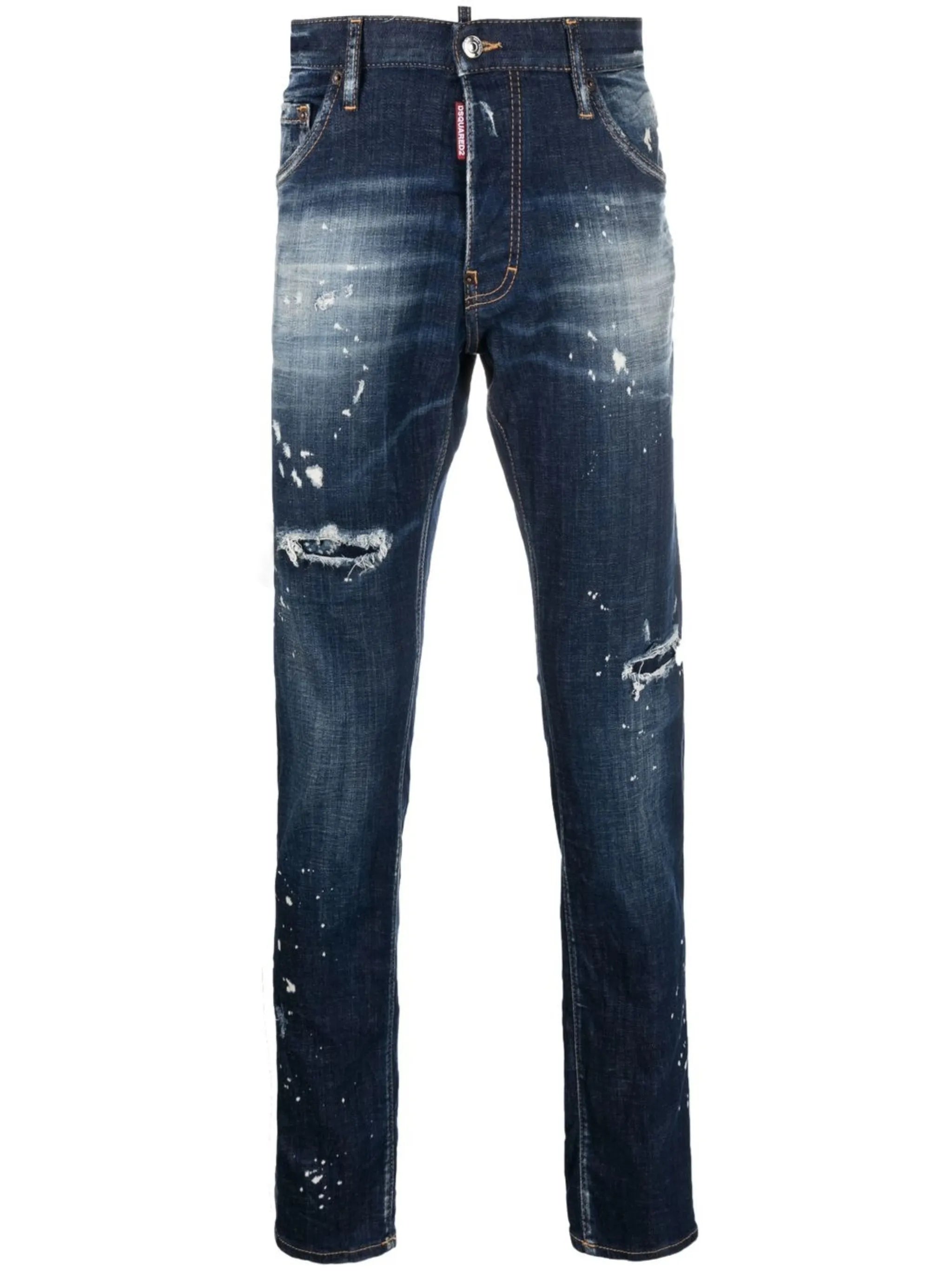 distressed-effect straight-leg jeans