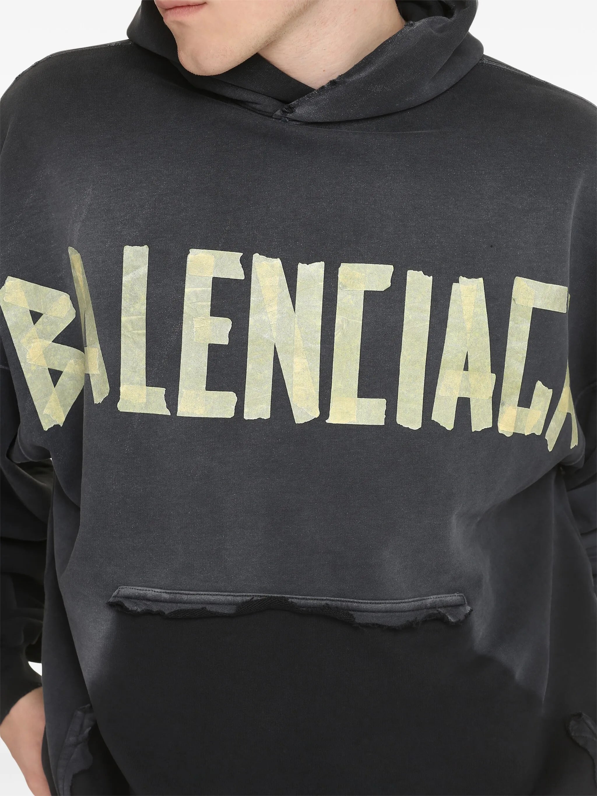 Tape Type distressed hoodie